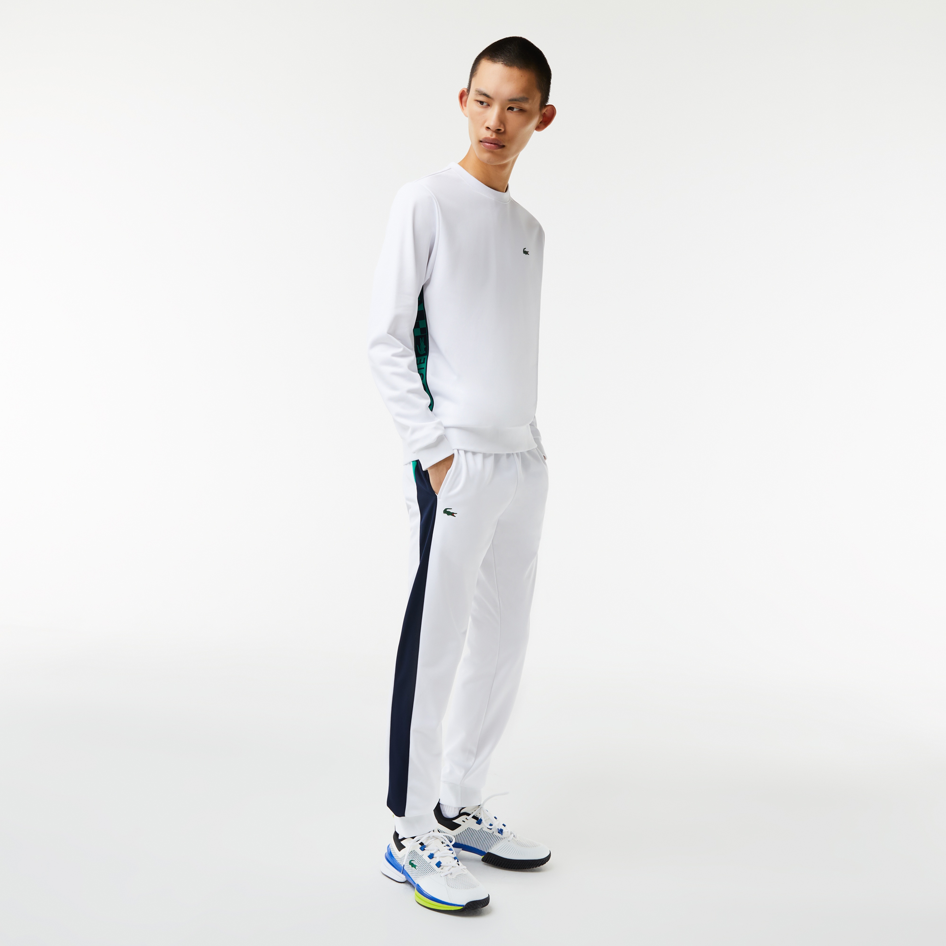 Lacoste SPORT Erkek Classic Fit Bisiklet Yaka Beyaz Sweatshirt