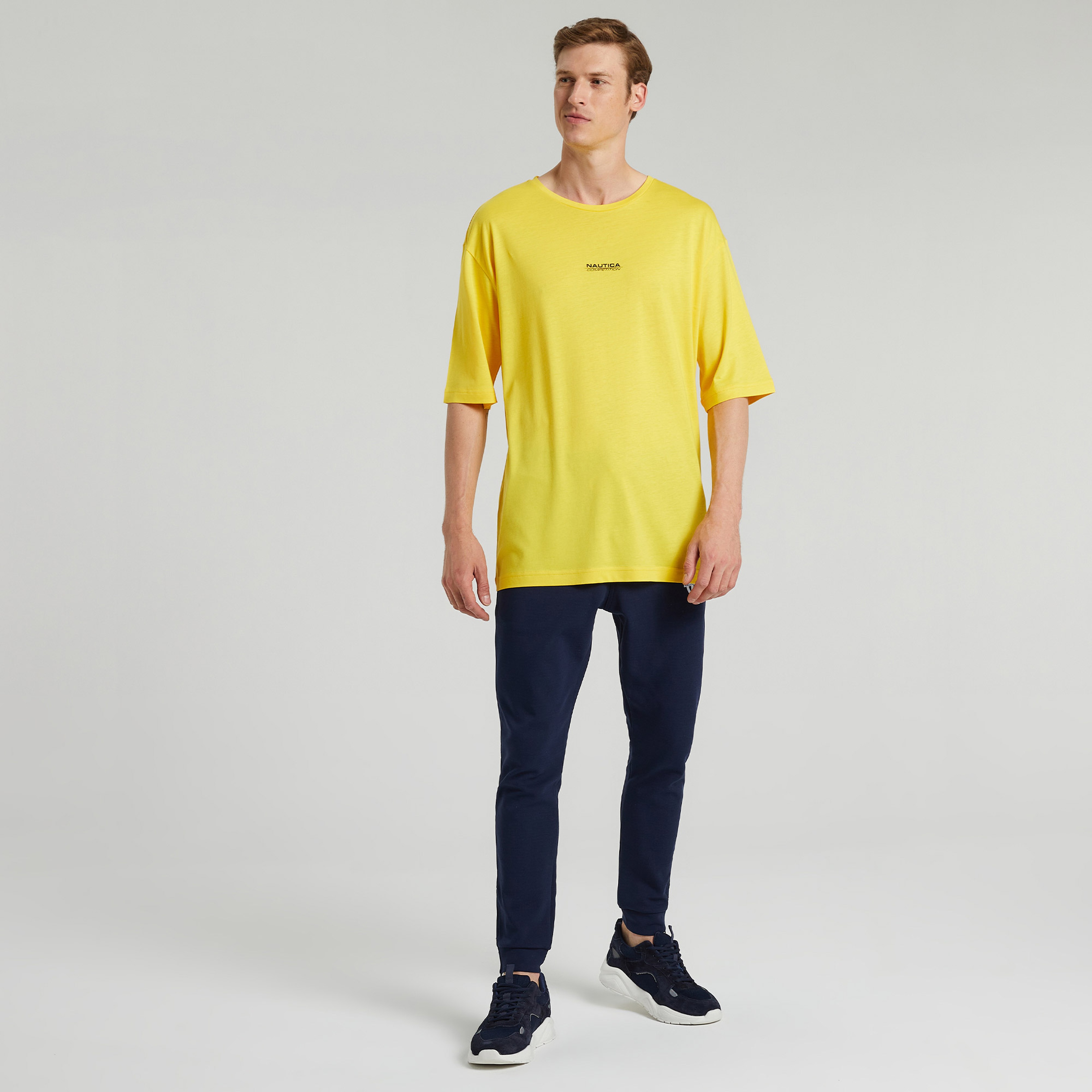 NAUTICA ERKEK SARI OVERSIZE KISA KOLLU T-SHIRT