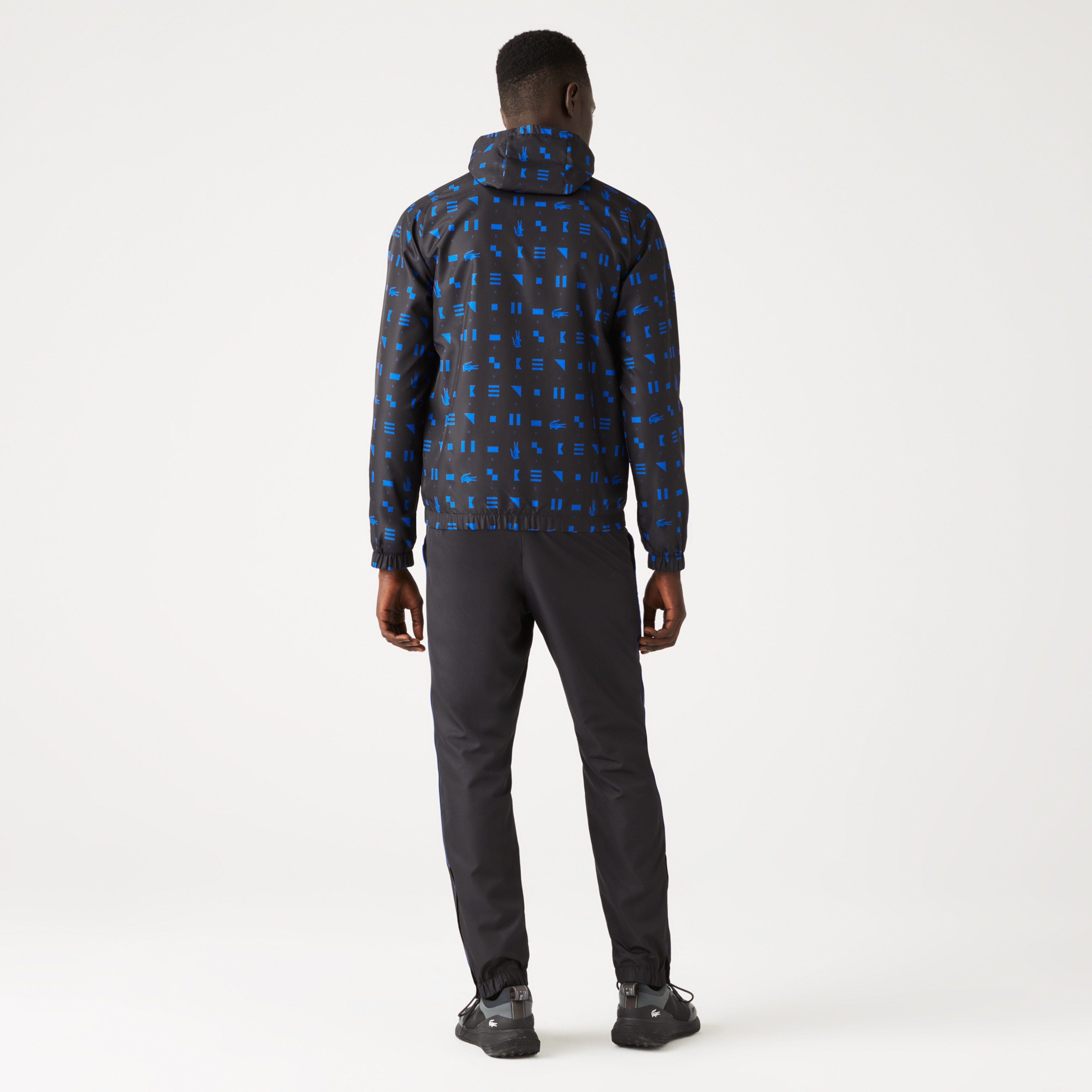 Lacoste SPORT Erkek Regular Fit Uzun Kollu Kapüşonlu Desenli Beyaz Eşofman Takımı