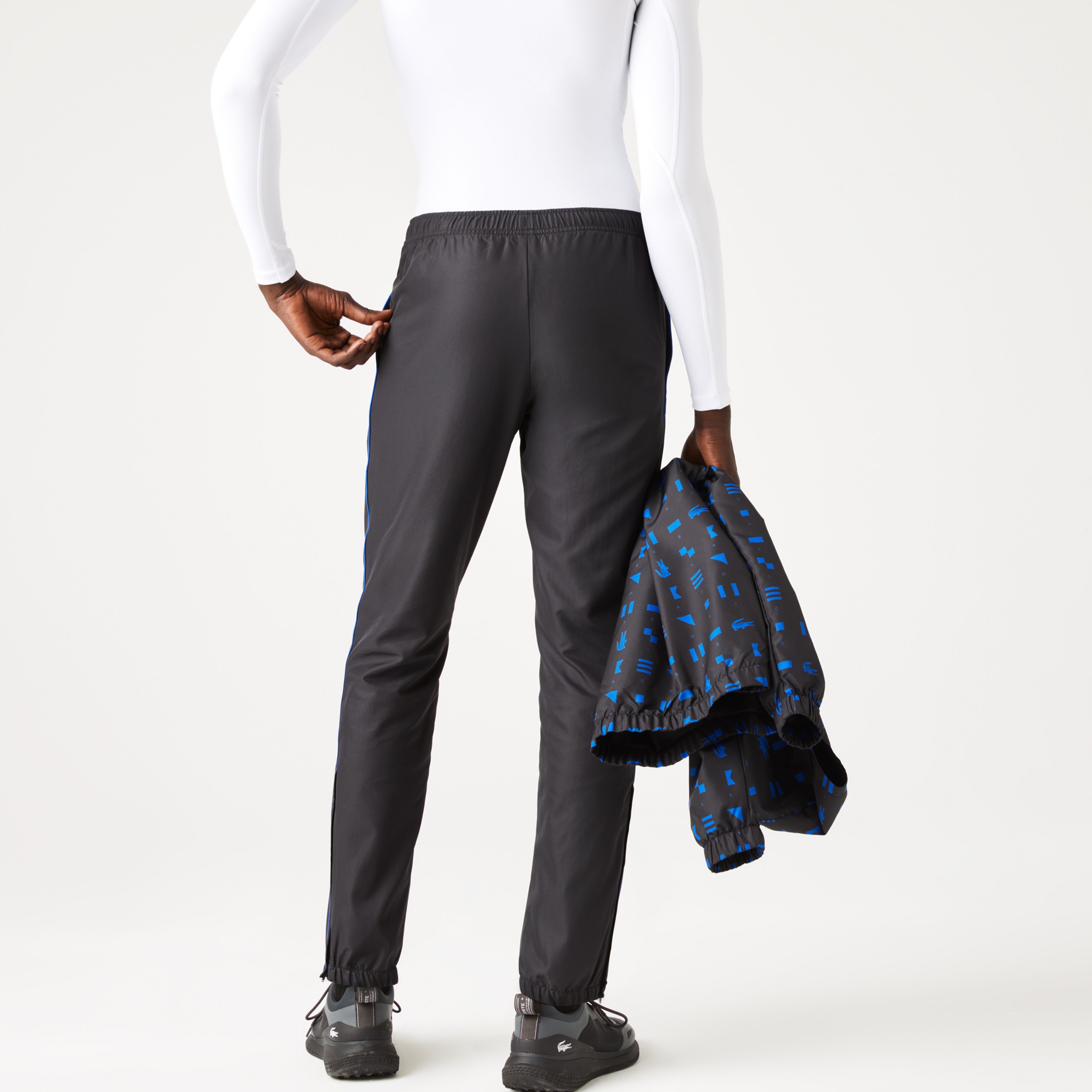 Lacoste SPORT Erkek Regular Fit Uzun Kollu Kapüşonlu Desenli Beyaz Eşofman Takımı