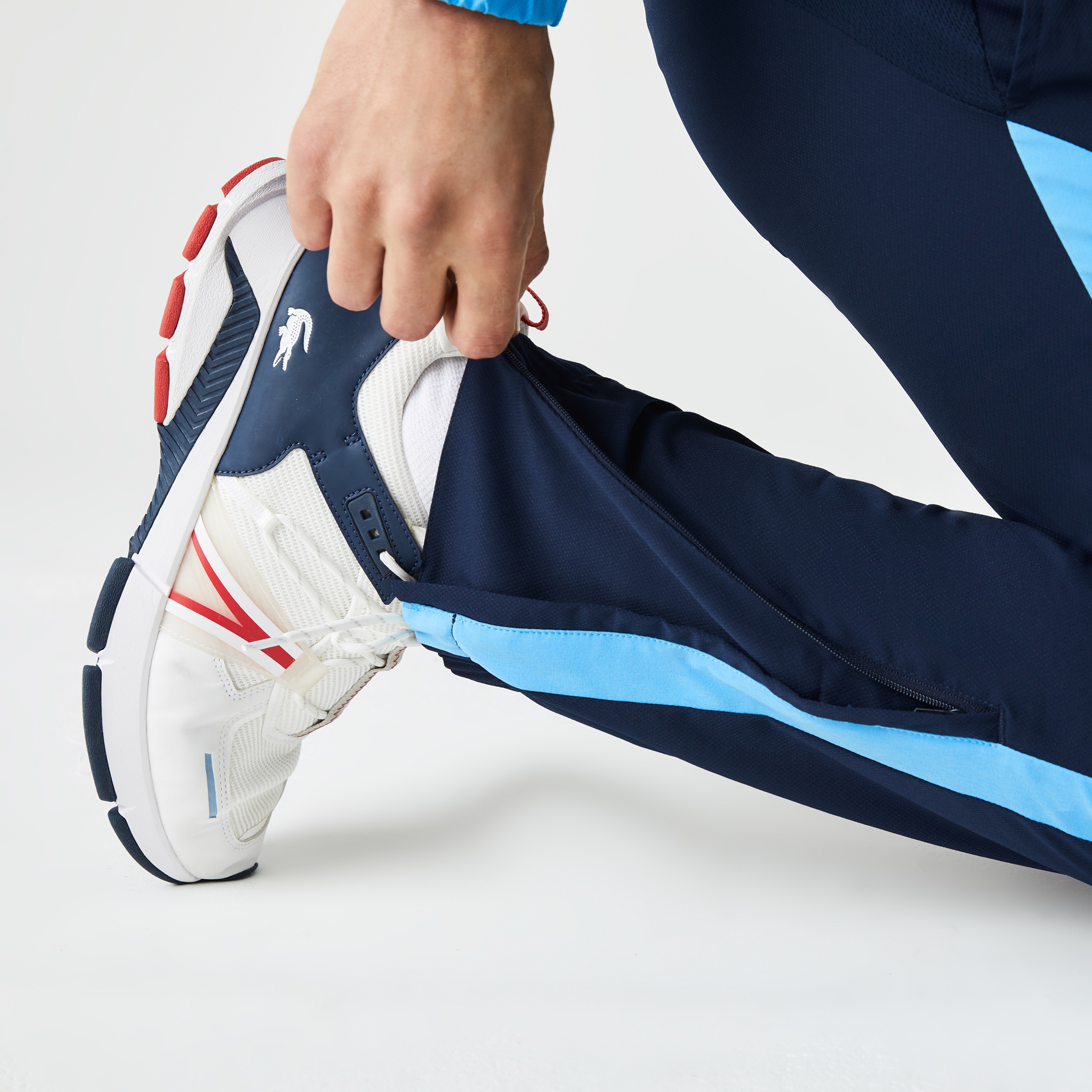 Lacoste SPORT Erkek Regular Fit Uzun Kollu Dik Yaka Renk Bloklu Mavi Eşofman Takımı