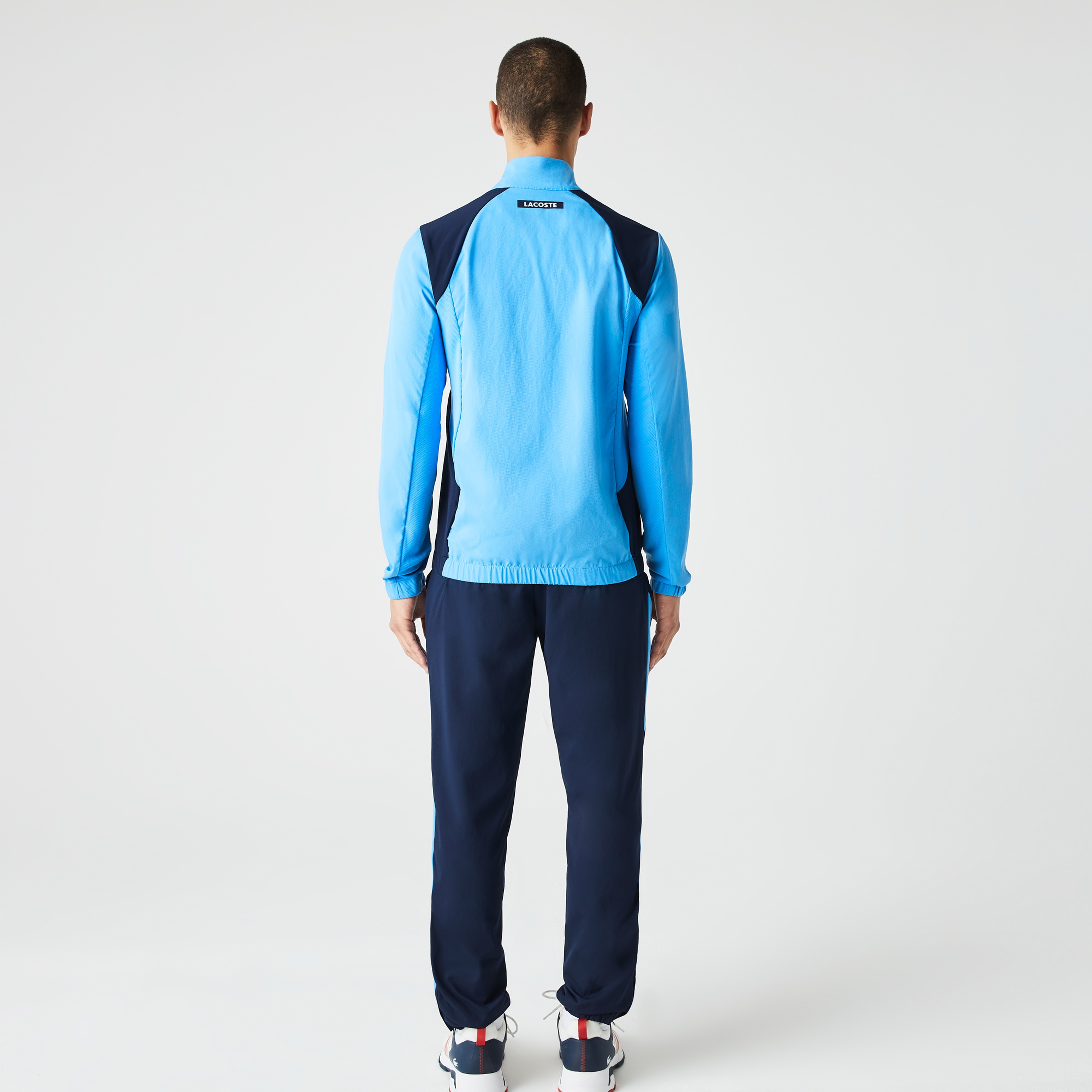 Lacoste SPORT Erkek Regular Fit Uzun Kollu Dik Yaka Renk Bloklu Mavi Eşofman Takımı