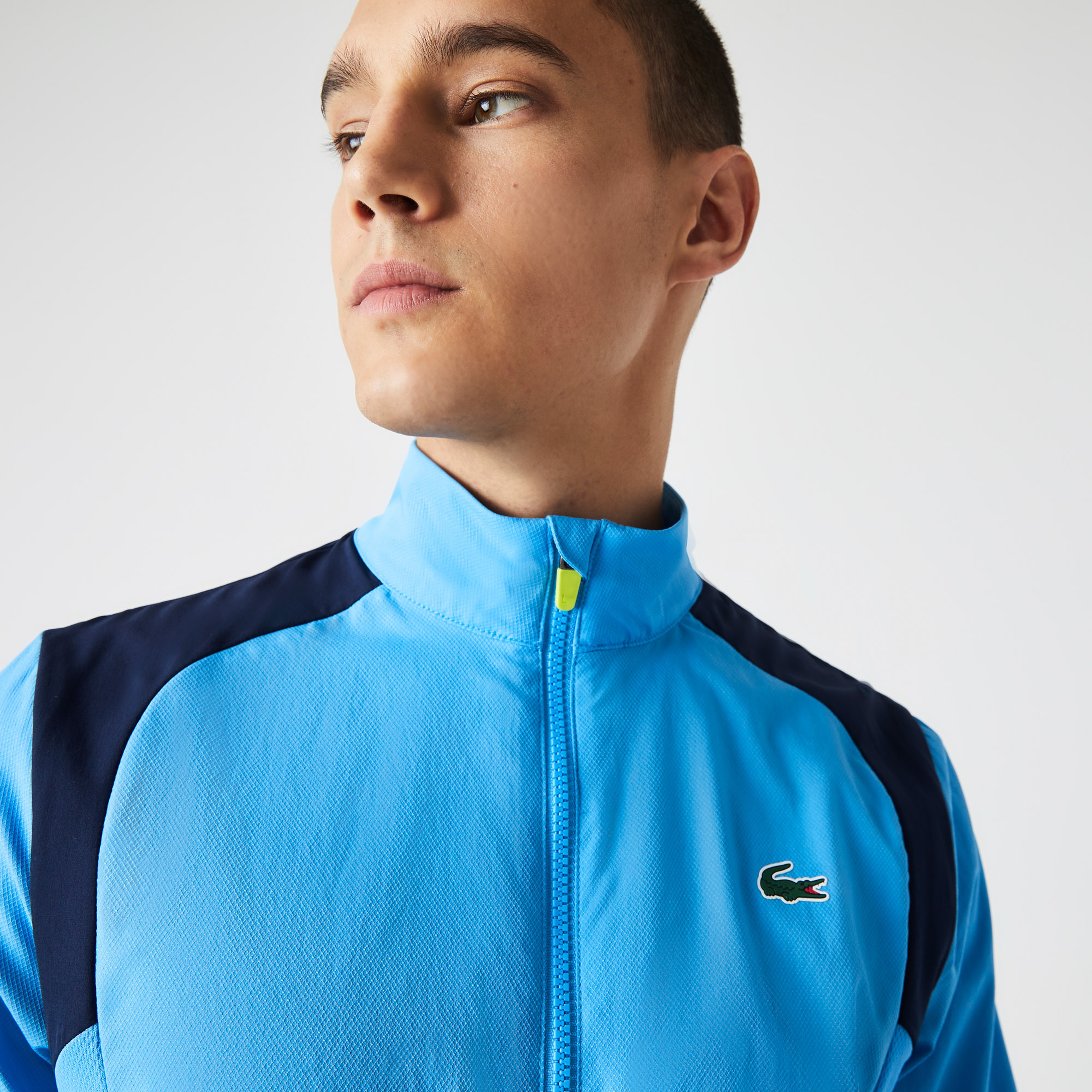 Lacoste SPORT Erkek Regular Fit Uzun Kollu Dik Yaka Renk Bloklu Mavi Eşofman Takımı