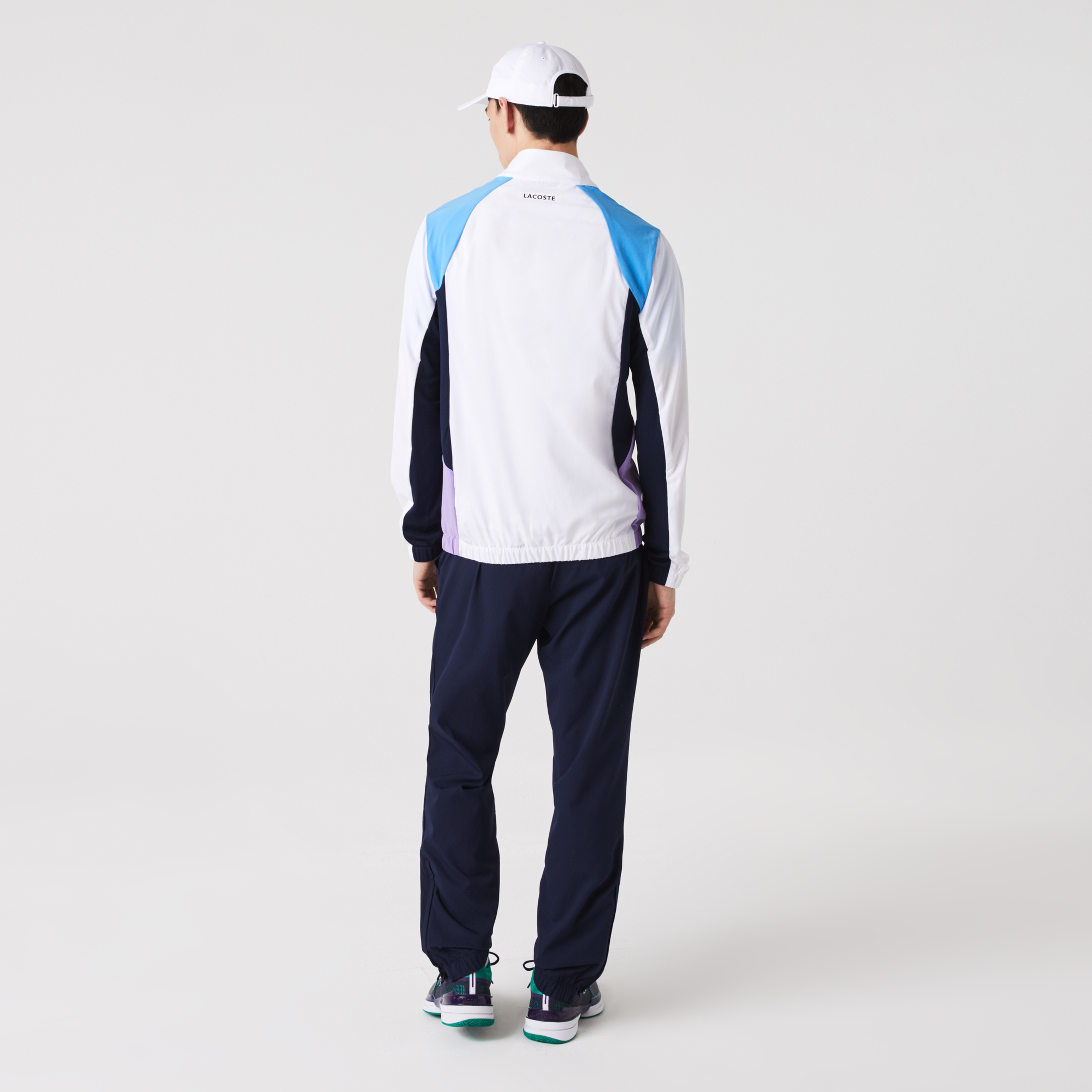 Lacoste SPORT Erkek Regular Fit Uzun Kollu Dik Yaka Renk Bloklu Beyaz Eşofman Takımı