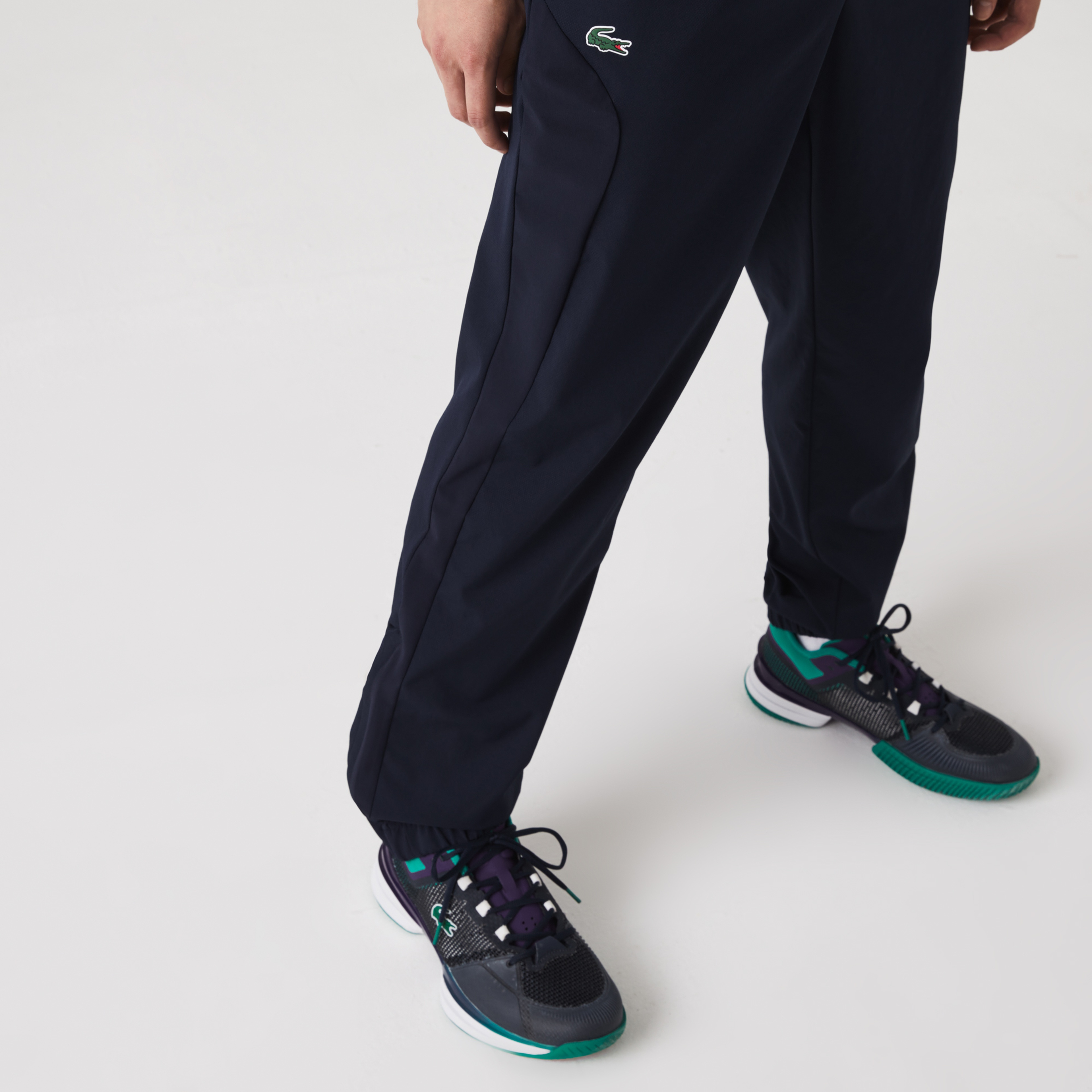 Lacoste SPORT Erkek Regular Fit Uzun Kollu Dik Yaka Renk Bloklu Beyaz Eşofman Takımı