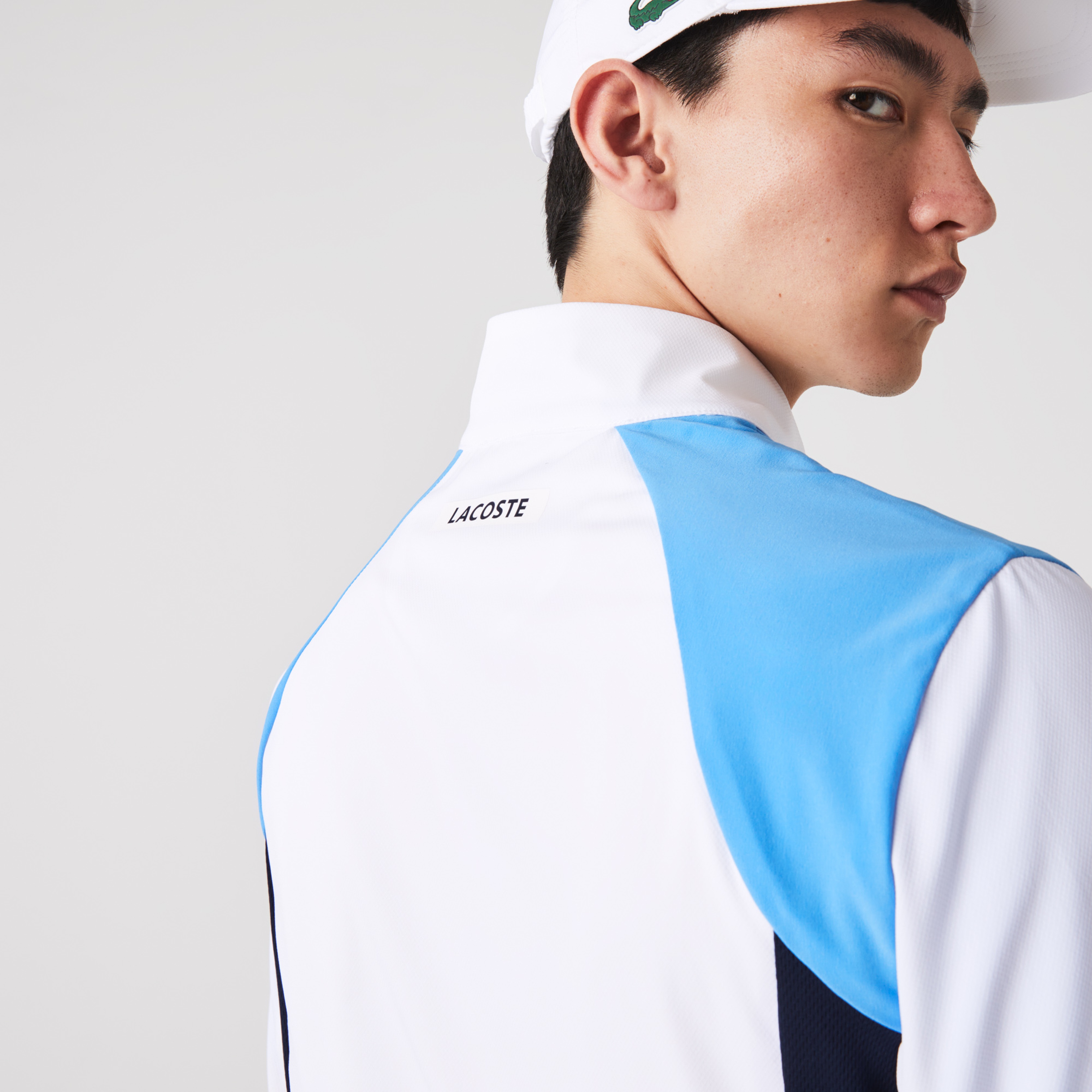 Lacoste SPORT Erkek Regular Fit Uzun Kollu Dik Yaka Renk Bloklu Beyaz Eşofman Takımı