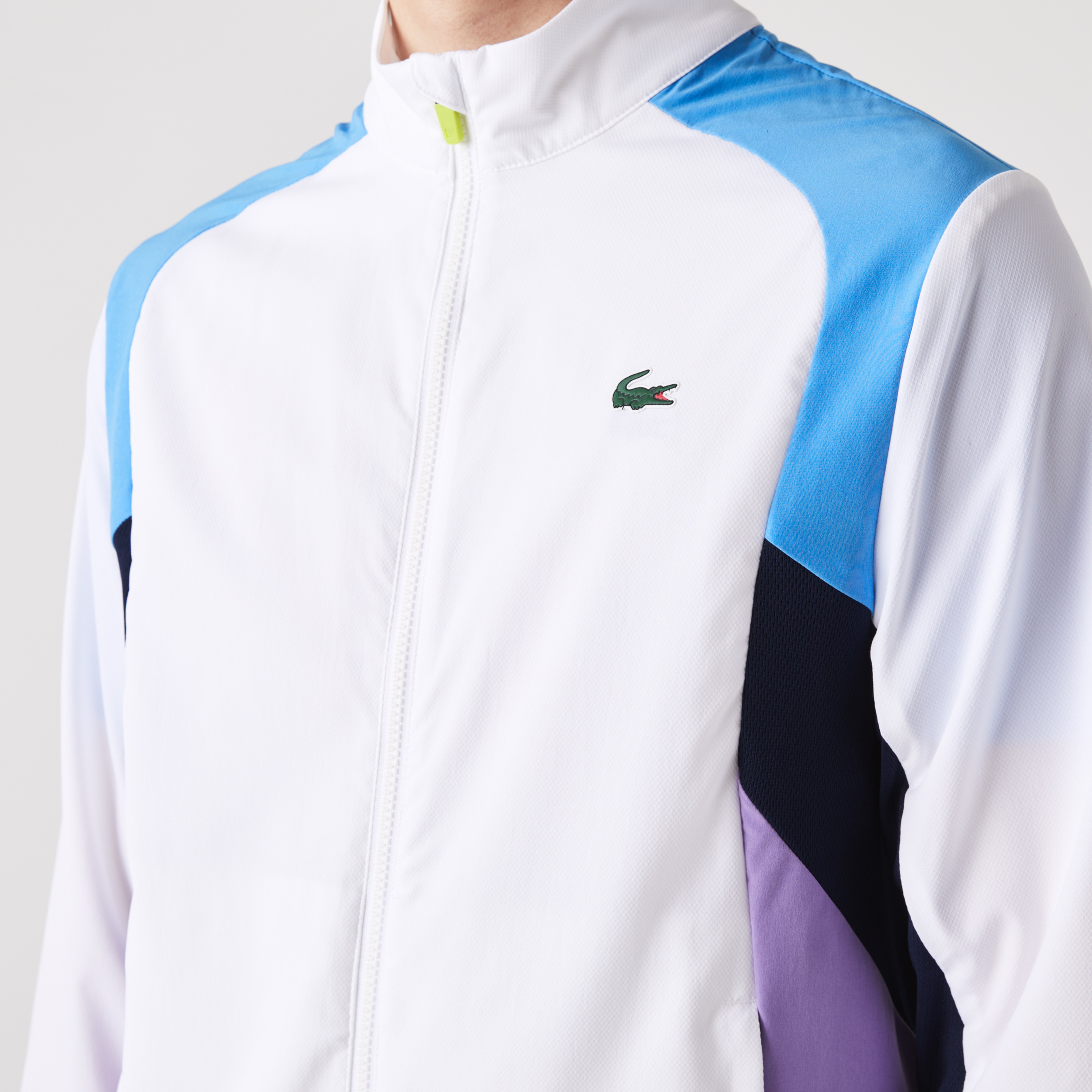 Lacoste SPORT Erkek Regular Fit Uzun Kollu Dik Yaka Renk Bloklu Beyaz Eşofman Takımı