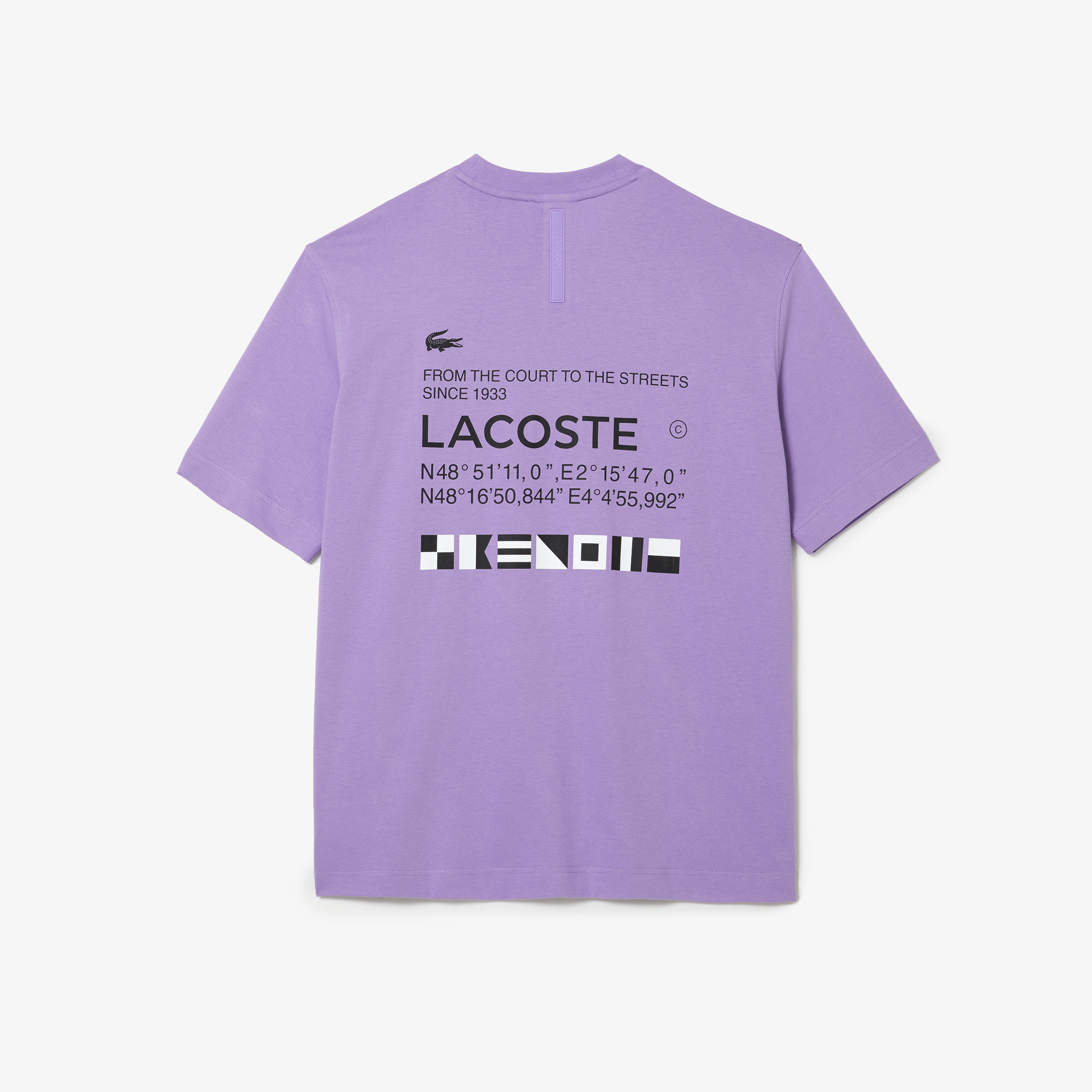 Lacoste Erkek Relaxed Fit Bisiklet Yaka Baskılı Mor T-Shirt