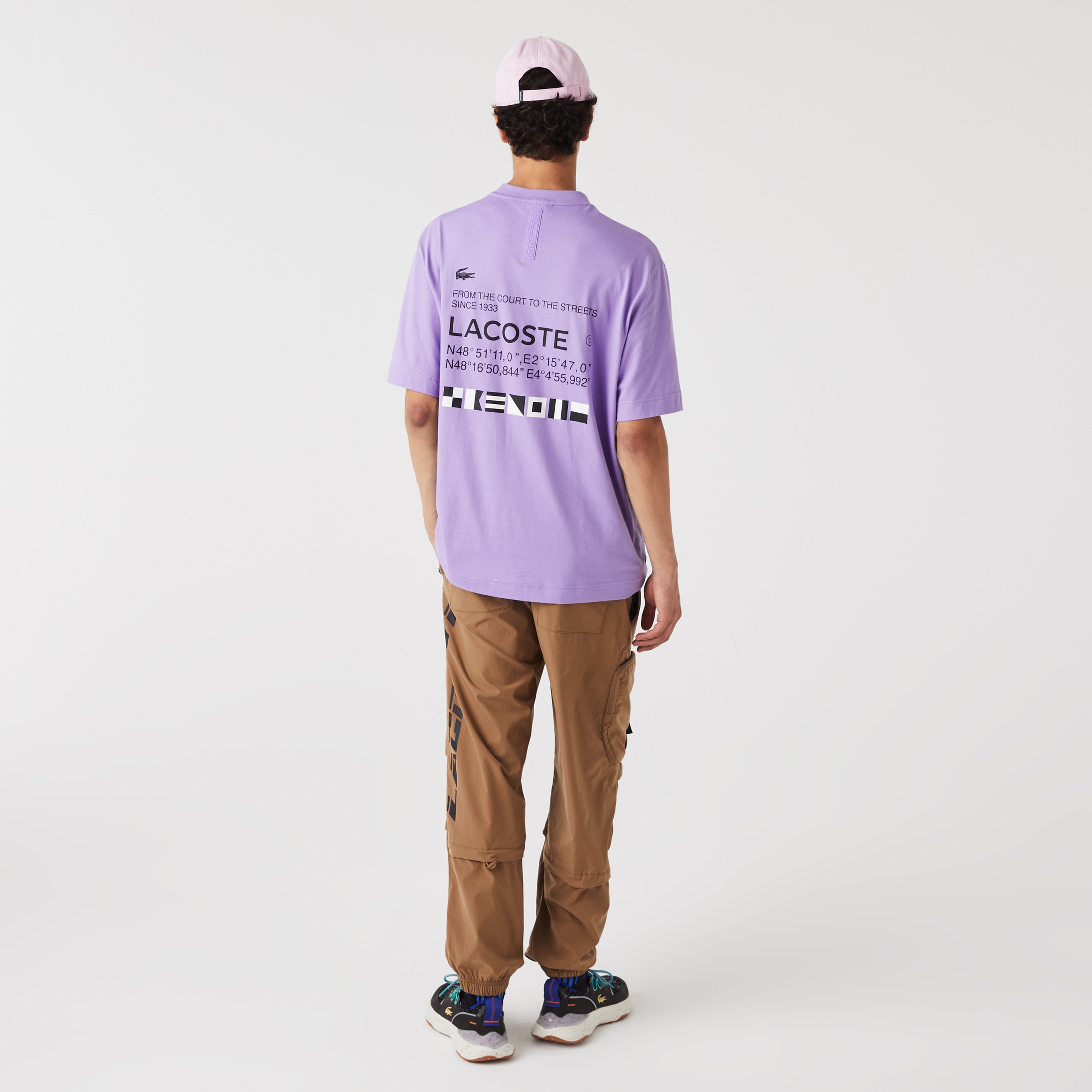 Lacoste Erkek Relaxed Fit Bisiklet Yaka Baskılı Mor T-Shirt