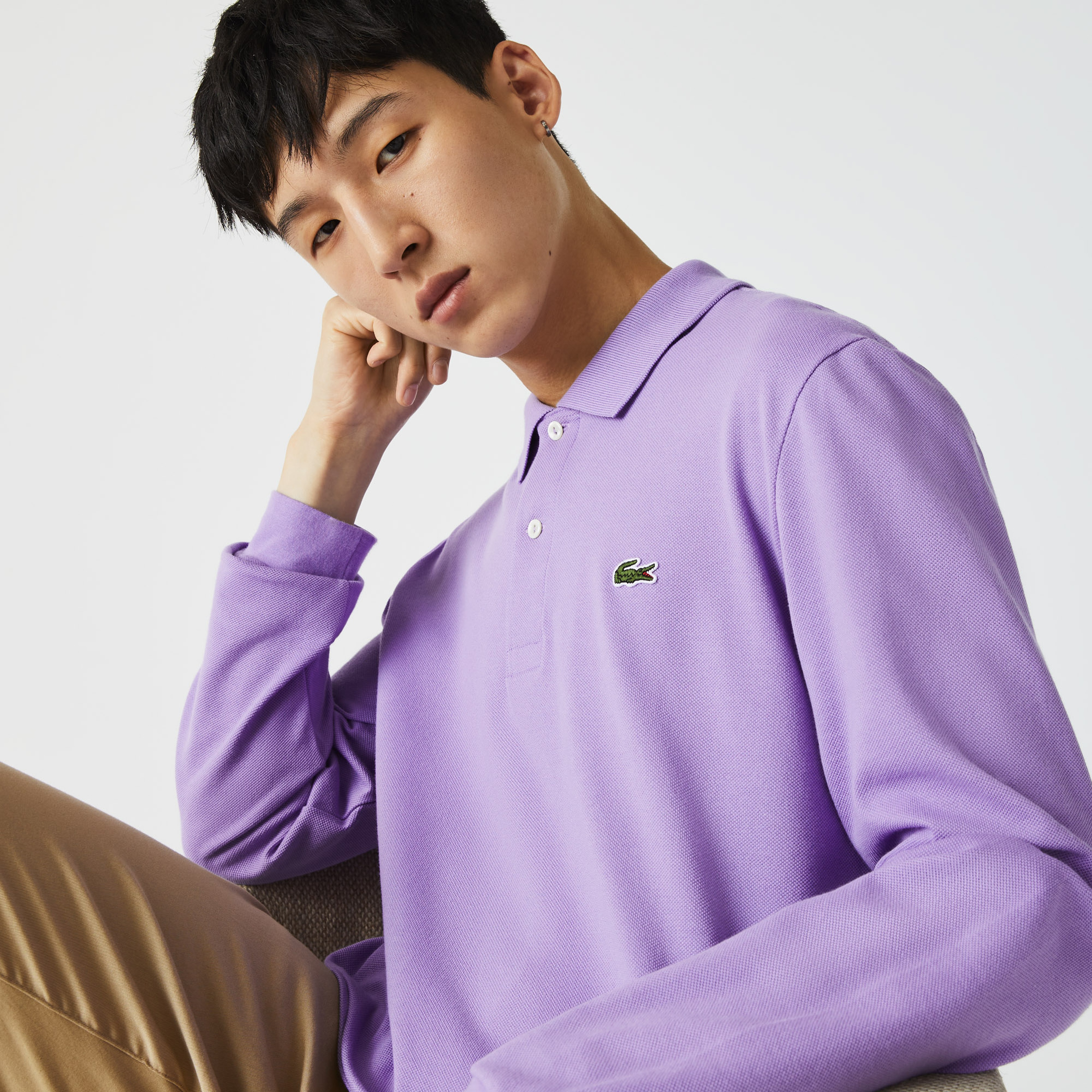 Lacoste Erkek Classic Fit Uzun Kollu Mor L1212 Polo