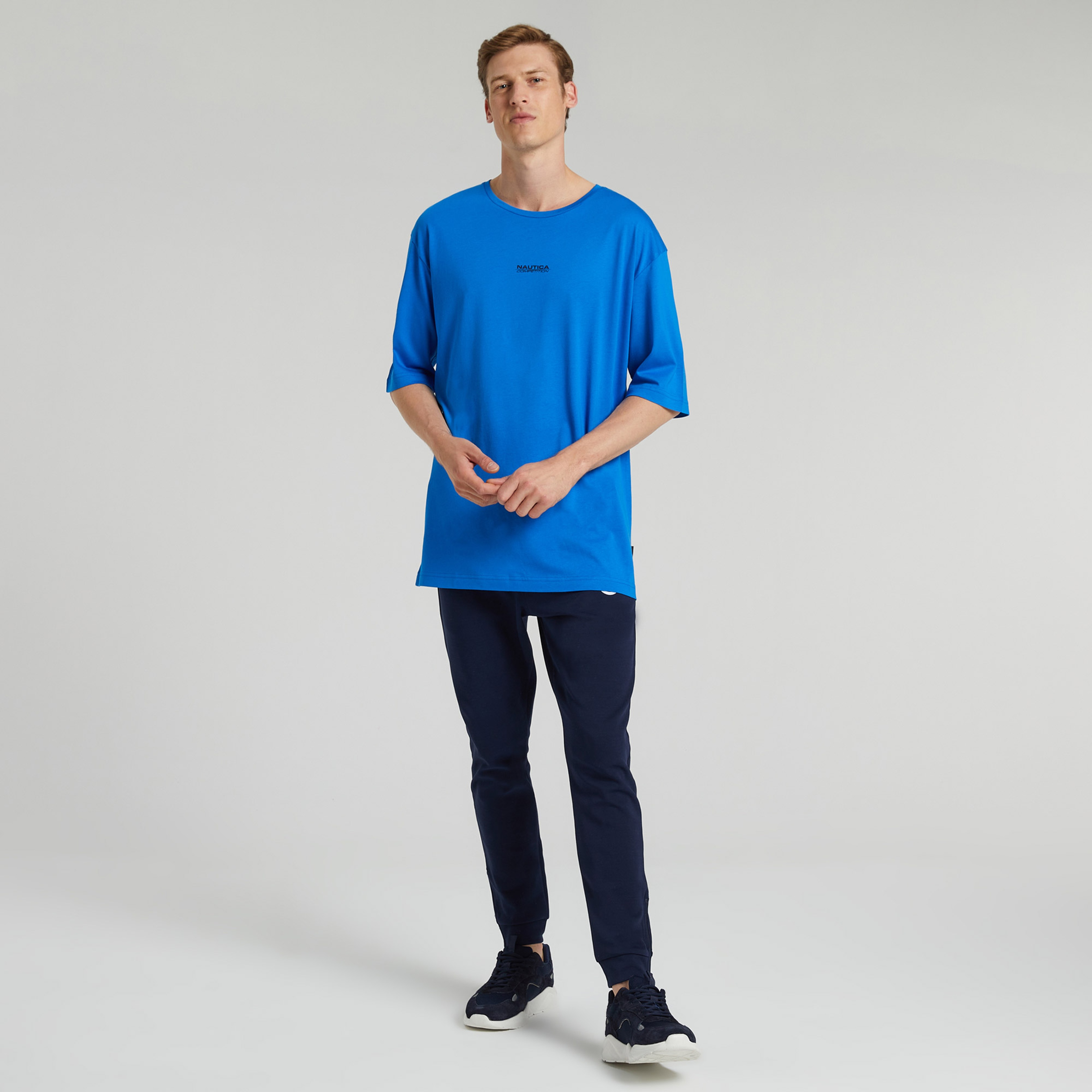 NAUTICA ERKEK MAVİ OVERSIZE KISA KOLLU T-SHIRT
