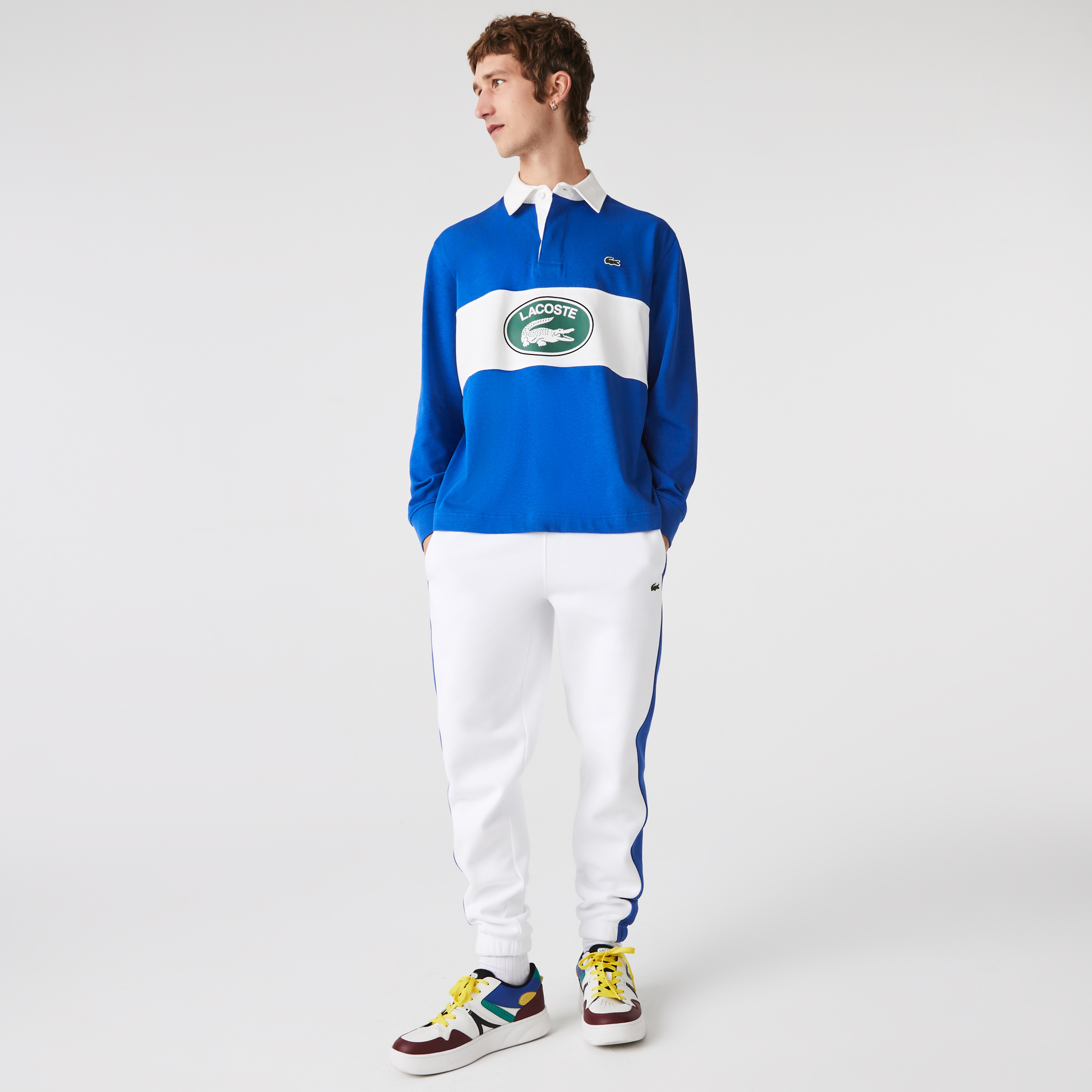 Lacoste Erkek Relaxed Fit Uzun Kollu Baskılı Mavi Rugby