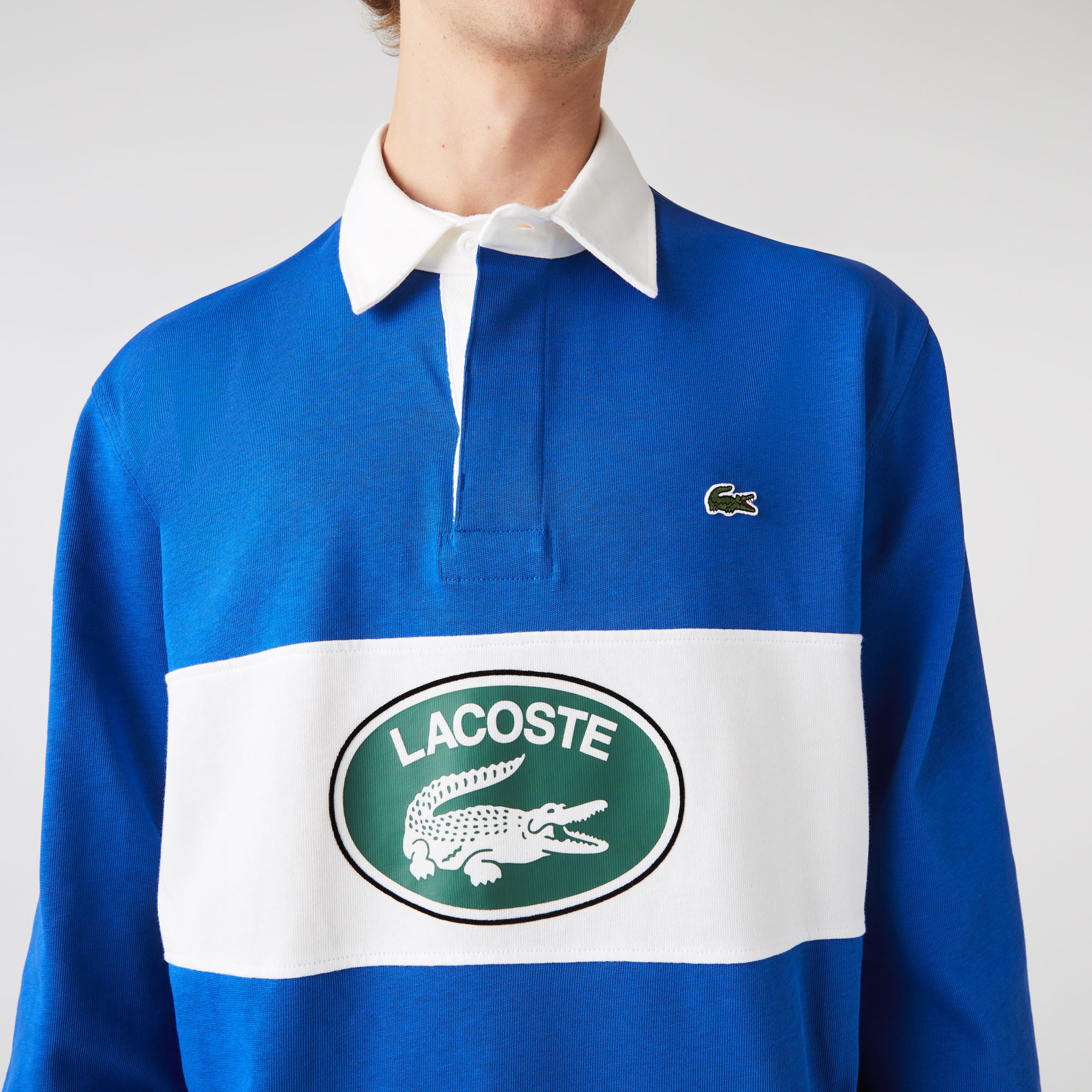Lacoste Erkek Relaxed Fit Uzun Kollu Baskılı Mavi Rugby