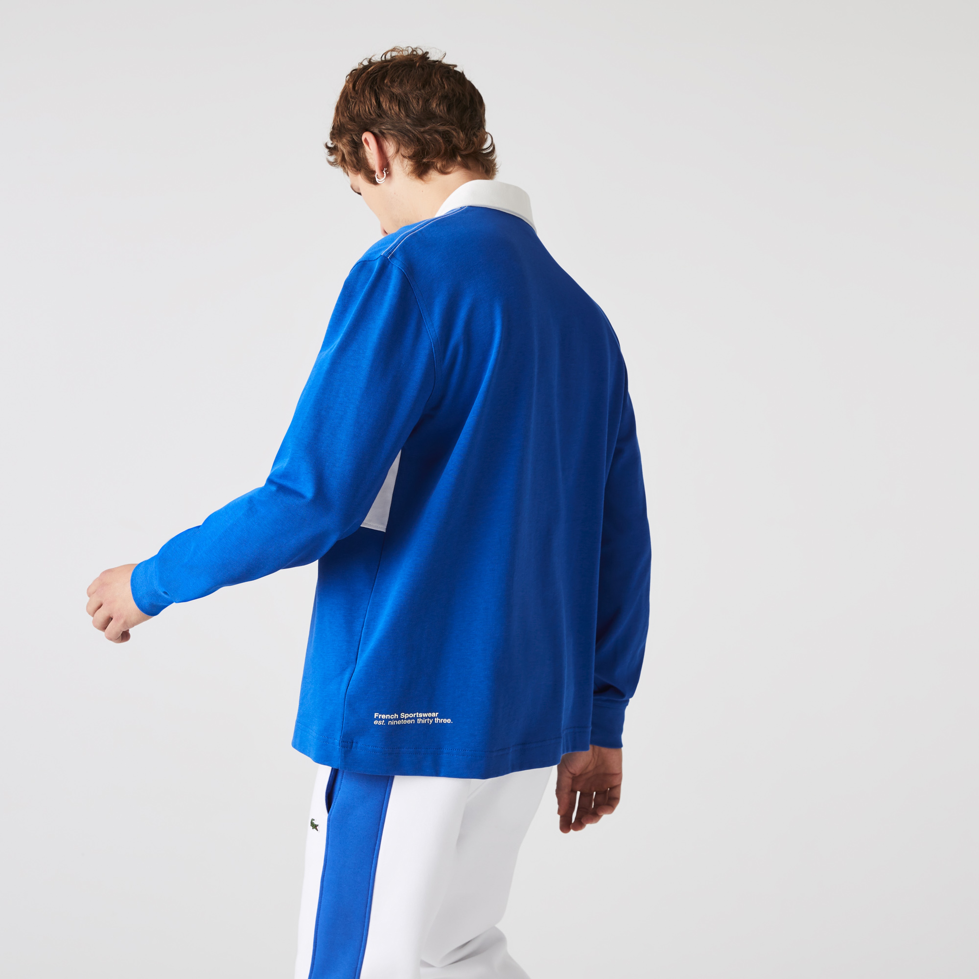 Lacoste Erkek Relaxed Fit Uzun Kollu Baskılı Mavi Rugby