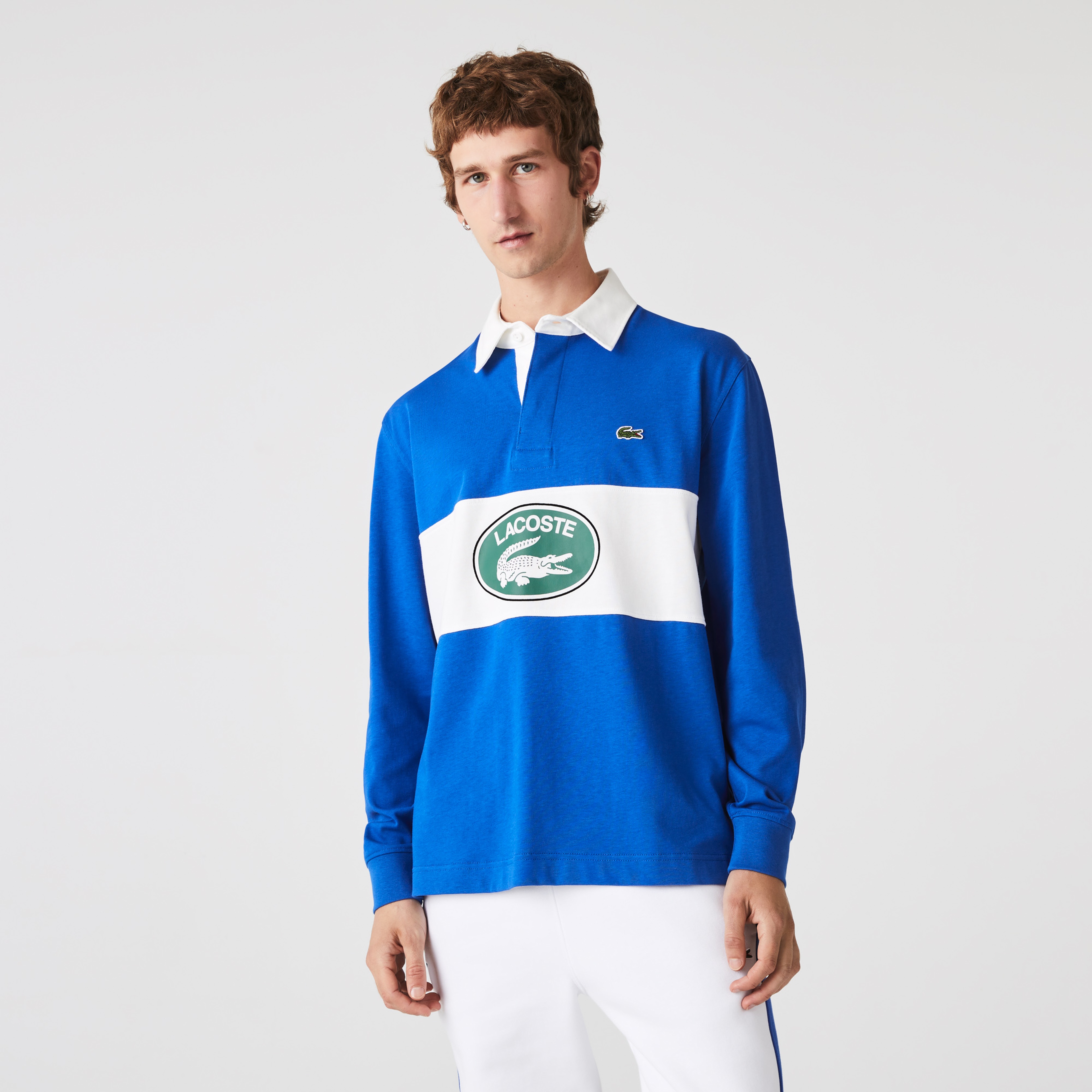 Lacoste Erkek Relaxed Fit Uzun Kollu Baskılı Mavi Rugby