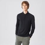 Erkek Regular Fit Uzun Kollu Siyah Paris Polo