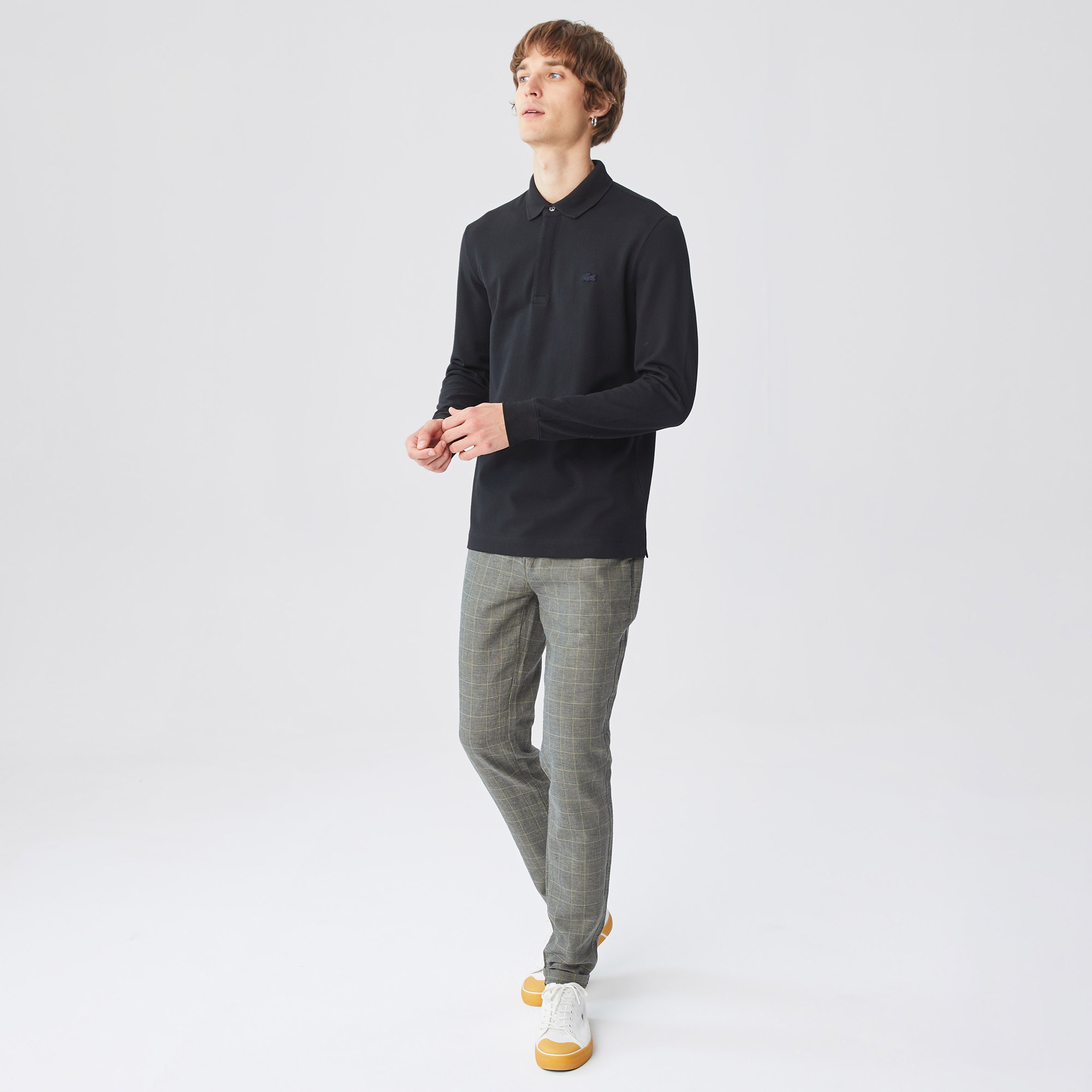 Erkek Regular Fit Uzun Kollu Siyah Paris Polo