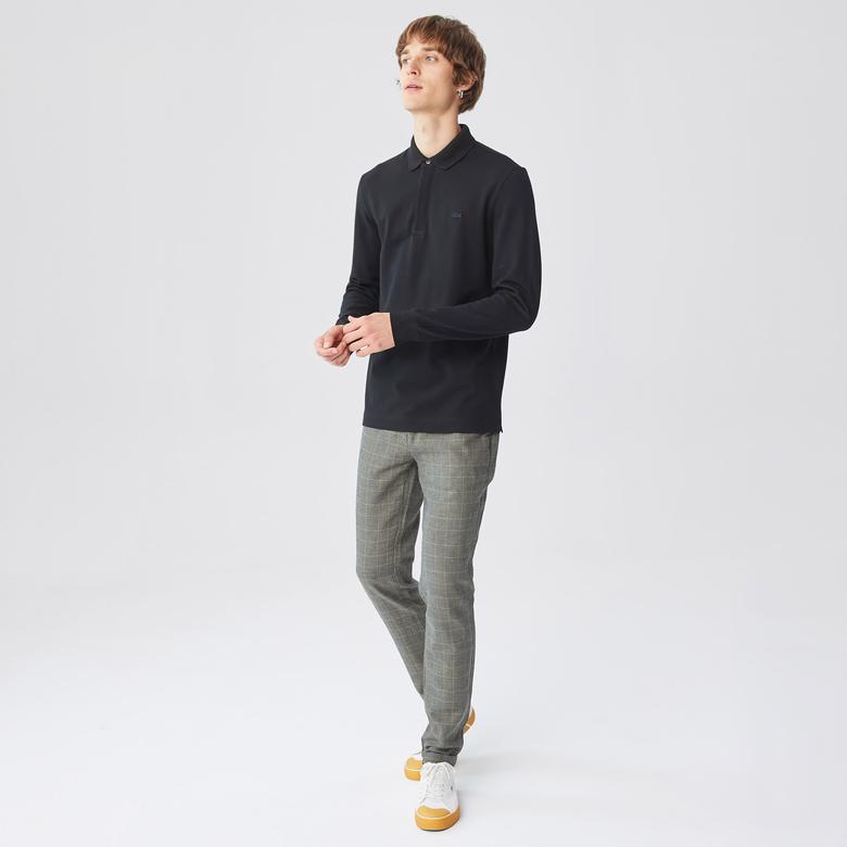 Erkek Regular Fit Uzun Kollu Siyah Paris Polo