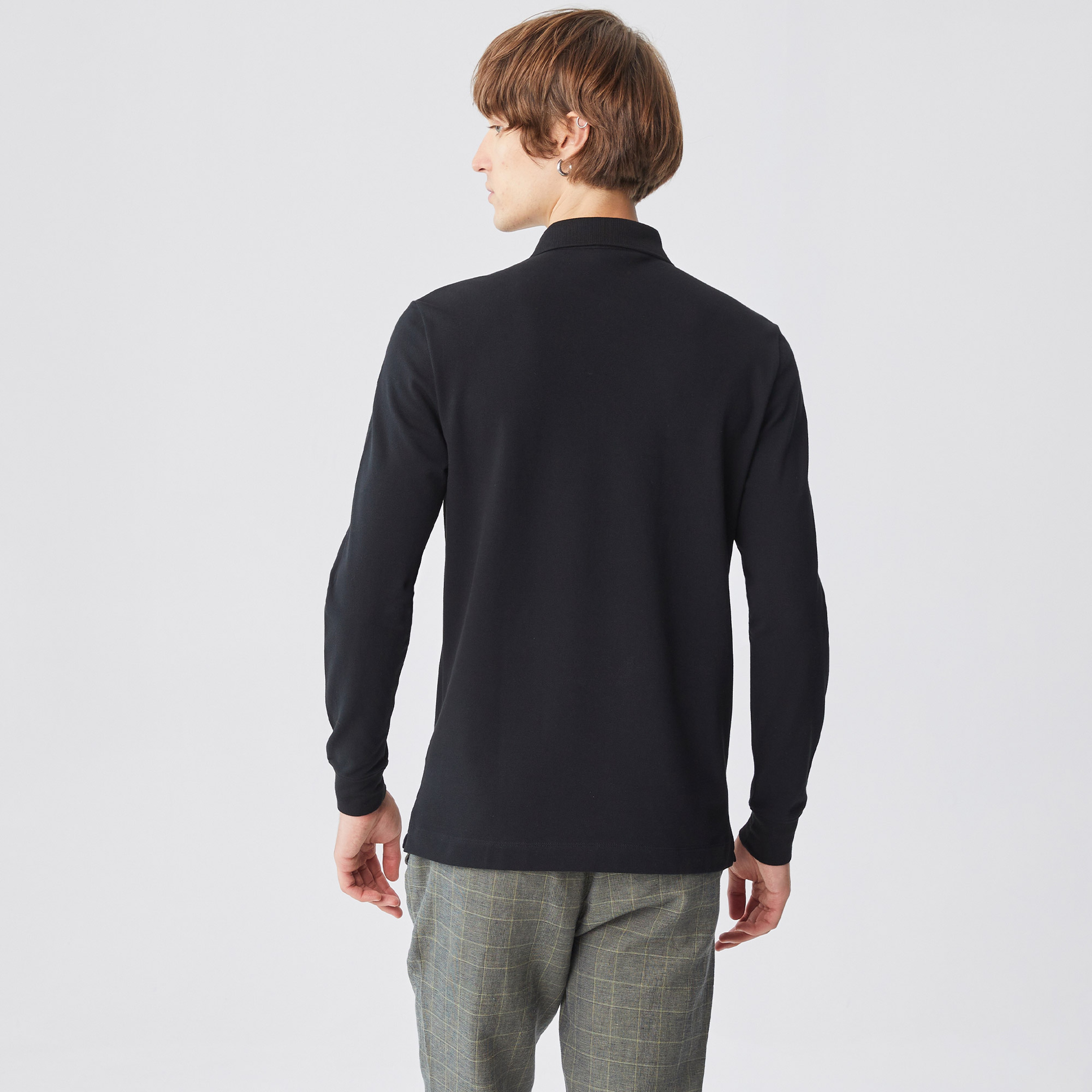 Erkek Regular Fit Uzun Kollu Siyah Paris Polo