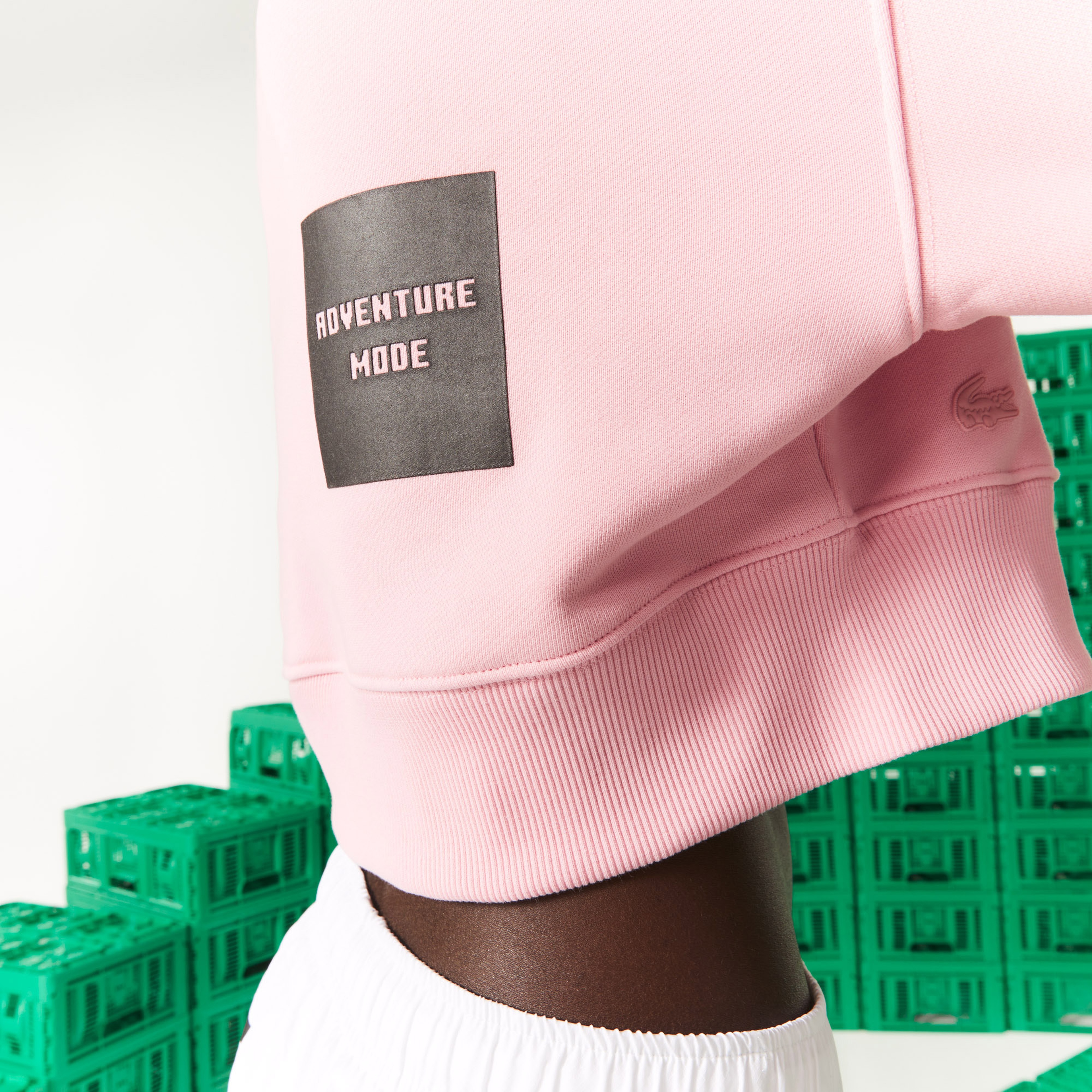 Lacoste X Minecraft Kadın Relaxed Fit Kapüşonlu Baskılı Pembe Sweatshirt