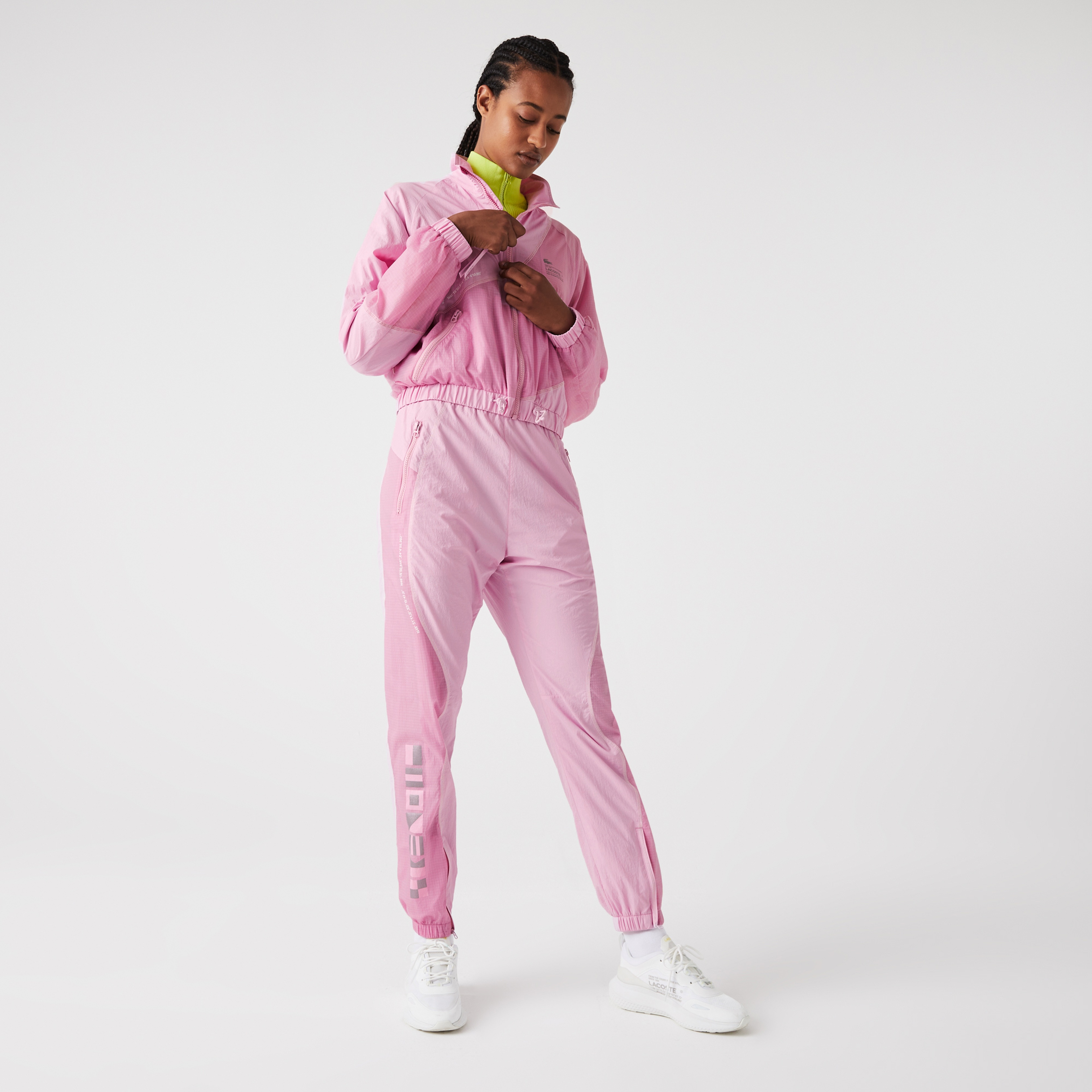 Lacoste Active Kadın Dik Yaka Baskılı Pembe Mont