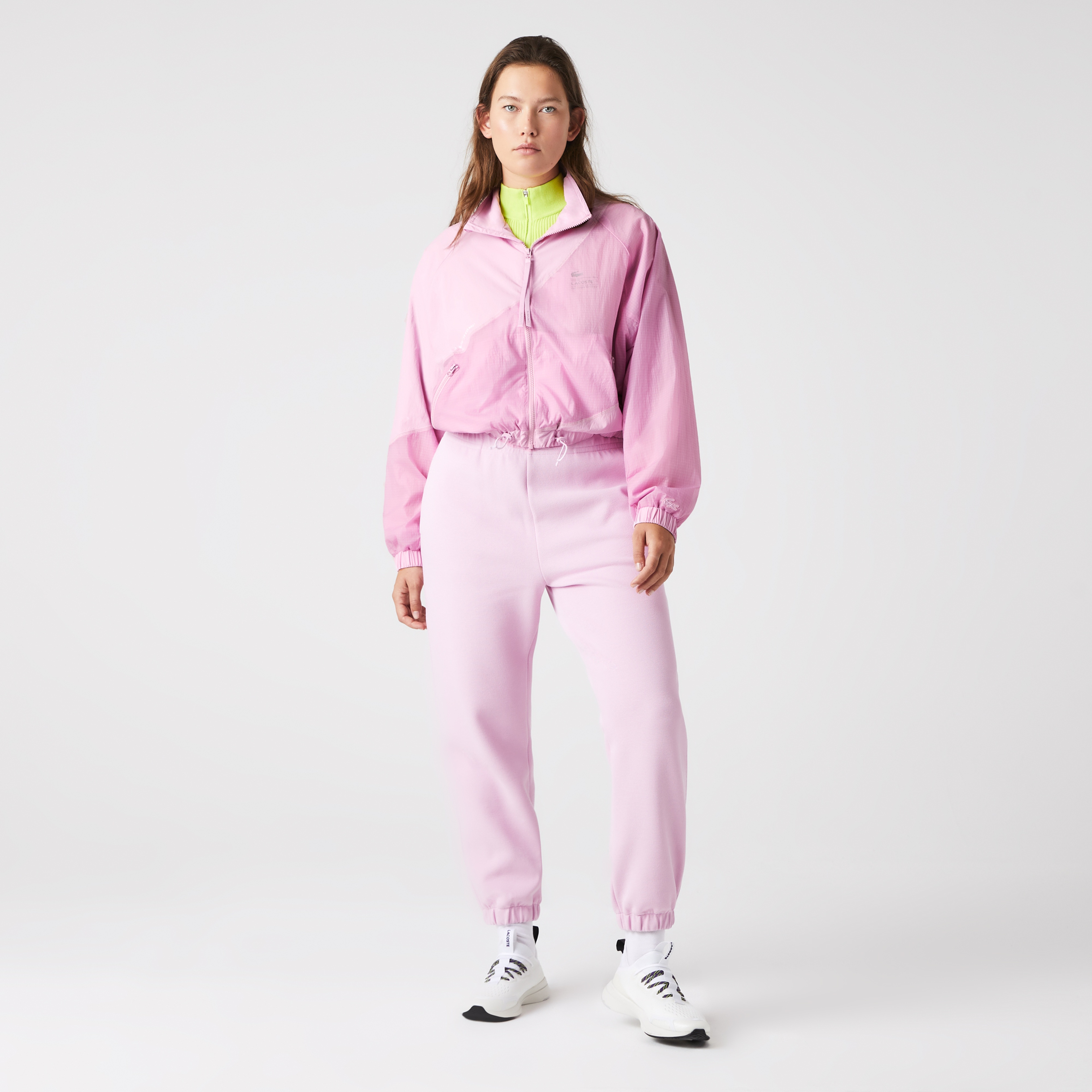 Lacoste Active Kadın Dik Yaka Baskılı Pembe Mont