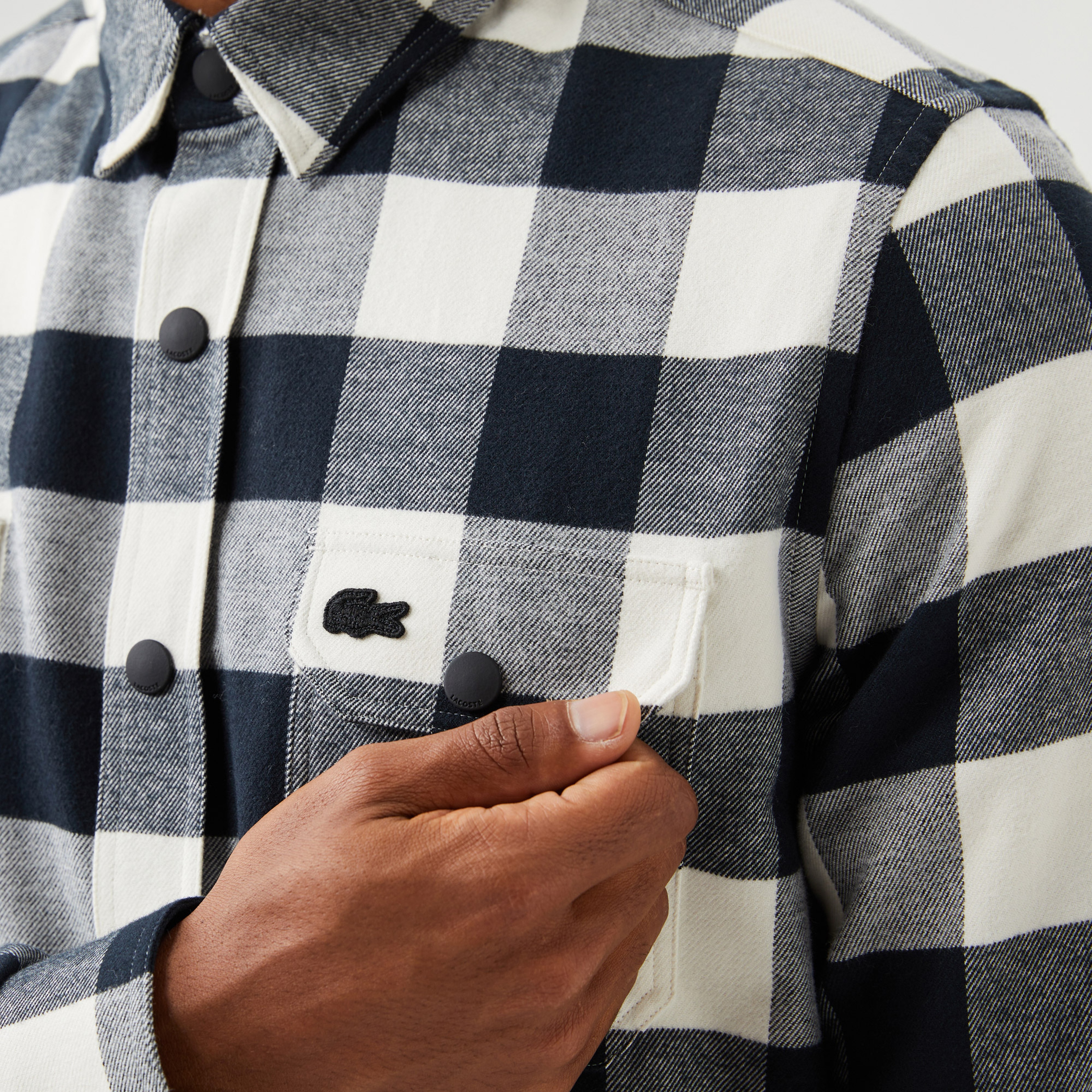 Erkek Slim Fit Ekose Siyah Gömlek