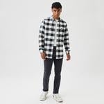 Erkek Slim Fit Ekose Siyah Gömlek