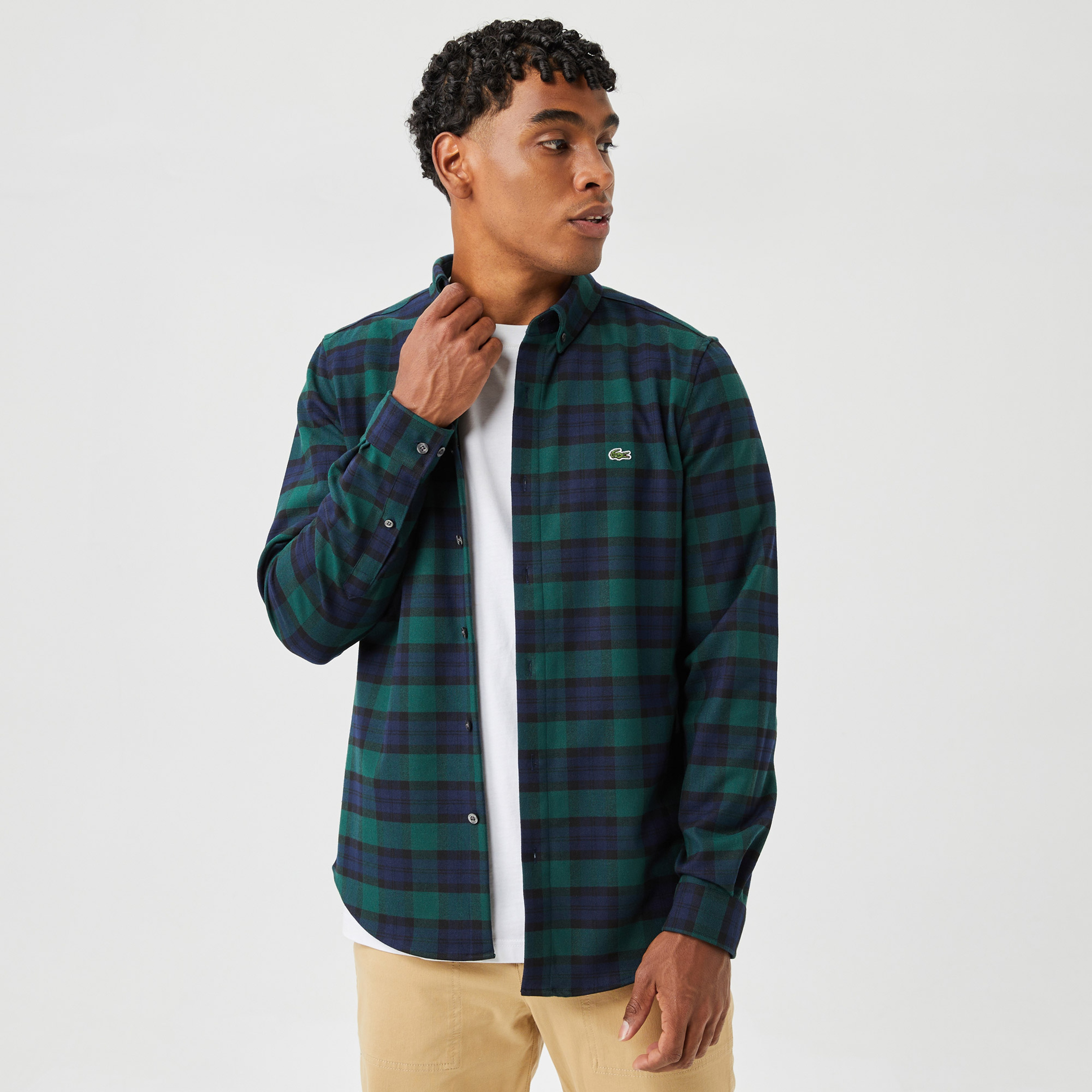 Lacoste Erkek Slim Fit Ekose Lacivert Gömlek