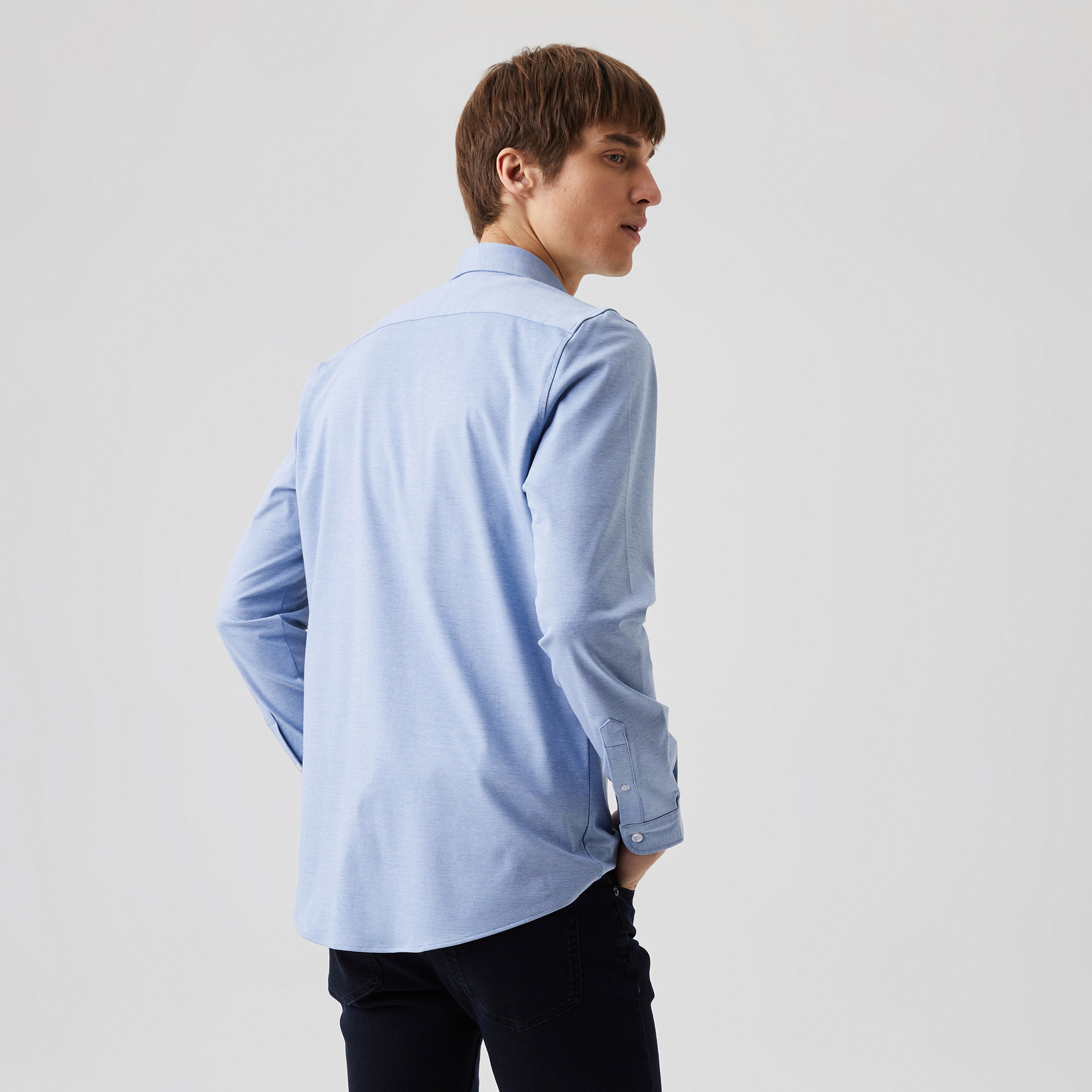 Lacoste Erkek Slim Fit Desenli Mavi Gömlek