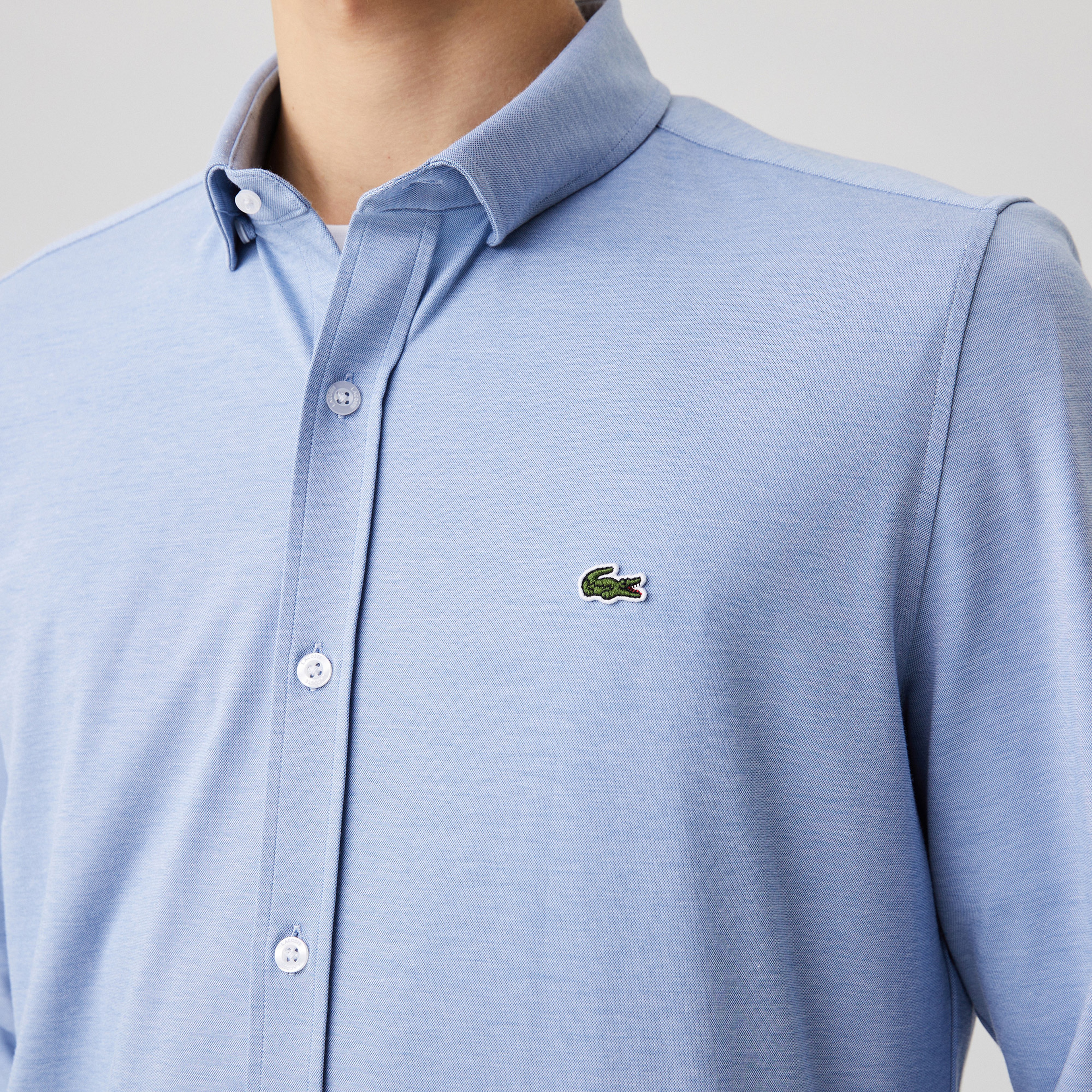 Lacoste Erkek Slim Fit Desenli Mavi Gömlek