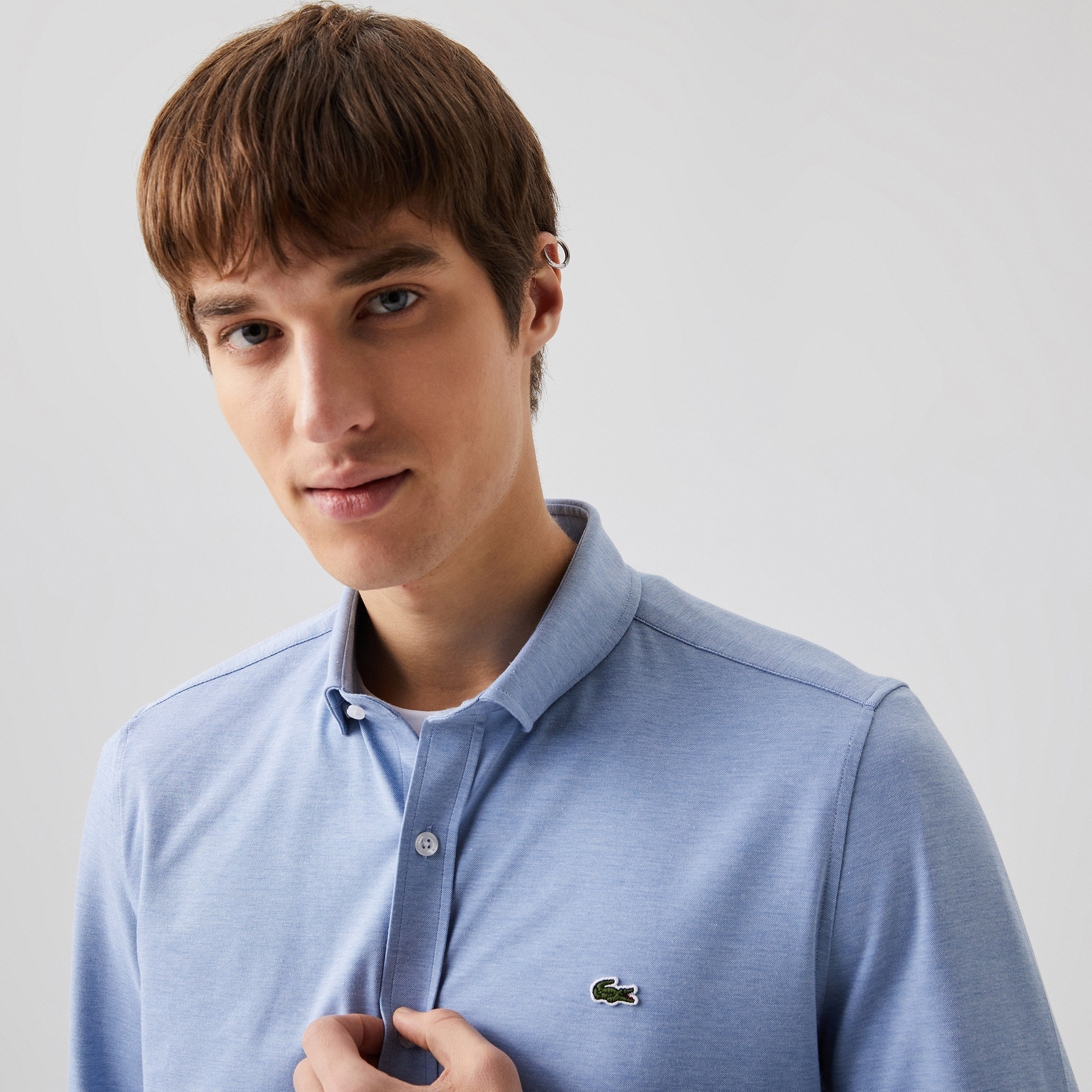Lacoste Erkek Slim Fit Desenli Mavi Gömlek