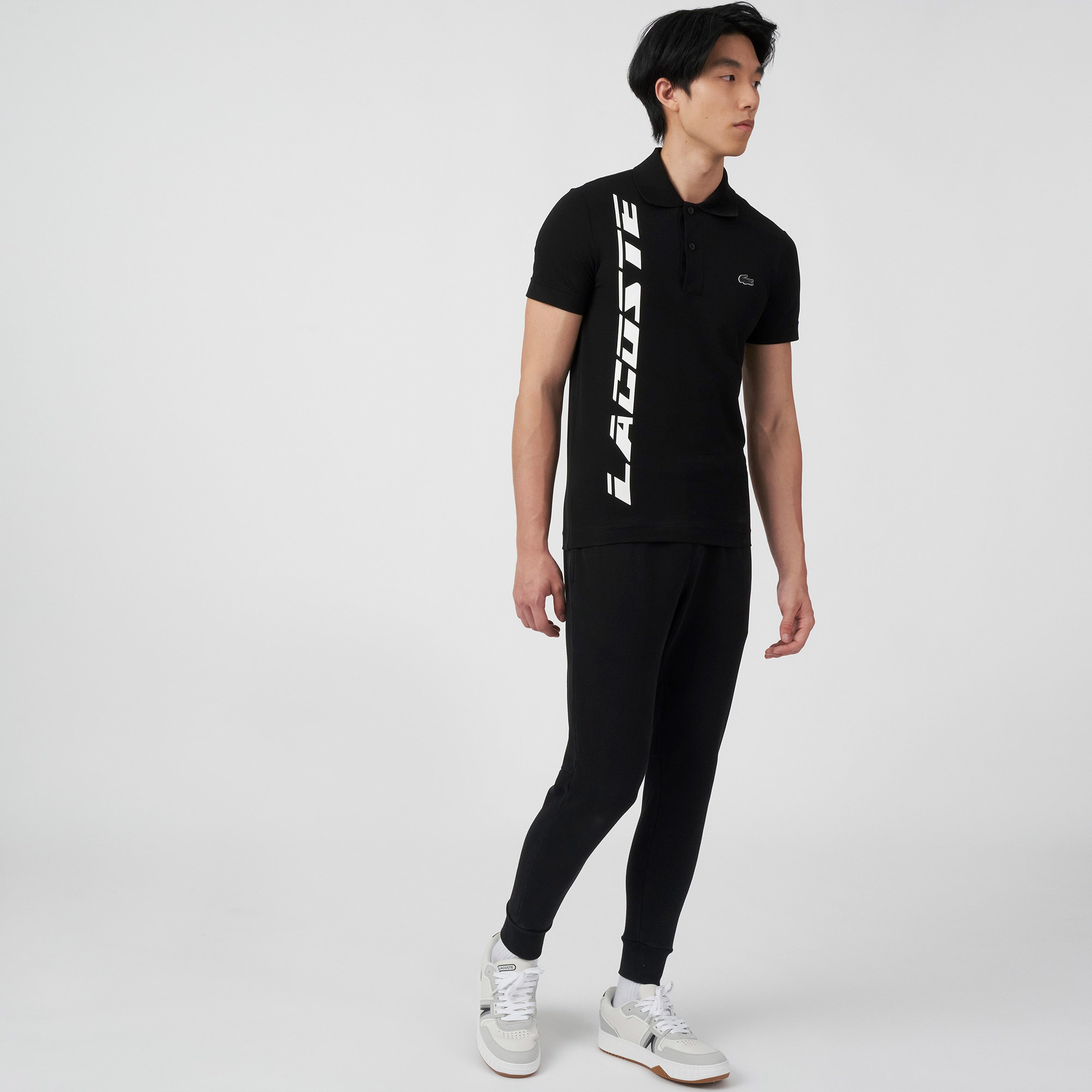 Lacoste Erkek Regular Fit Baskılı Organik Pamuk Siyah Polo