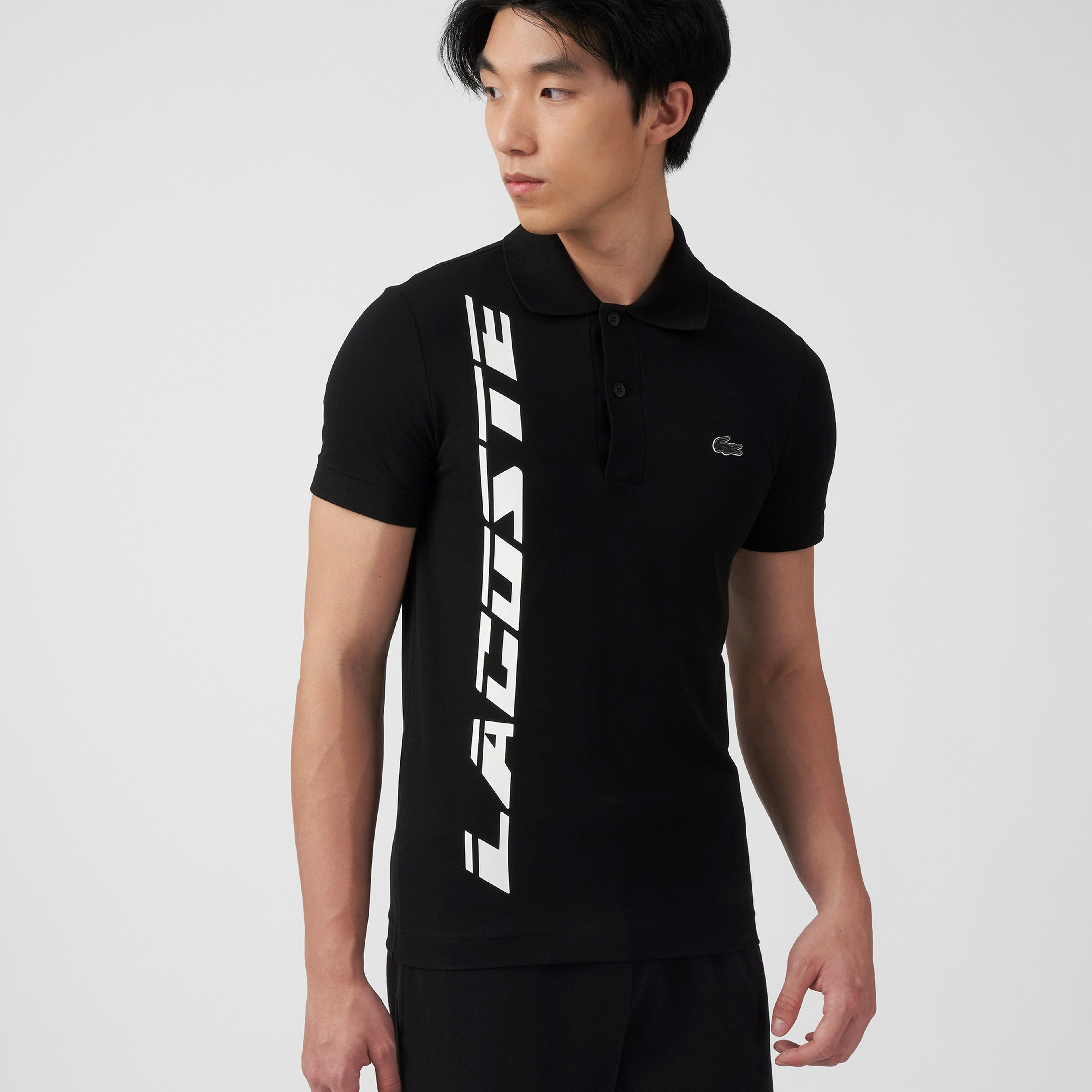 Lacoste Erkek Regular Fit Baskılı Organik Pamuk Siyah Polo