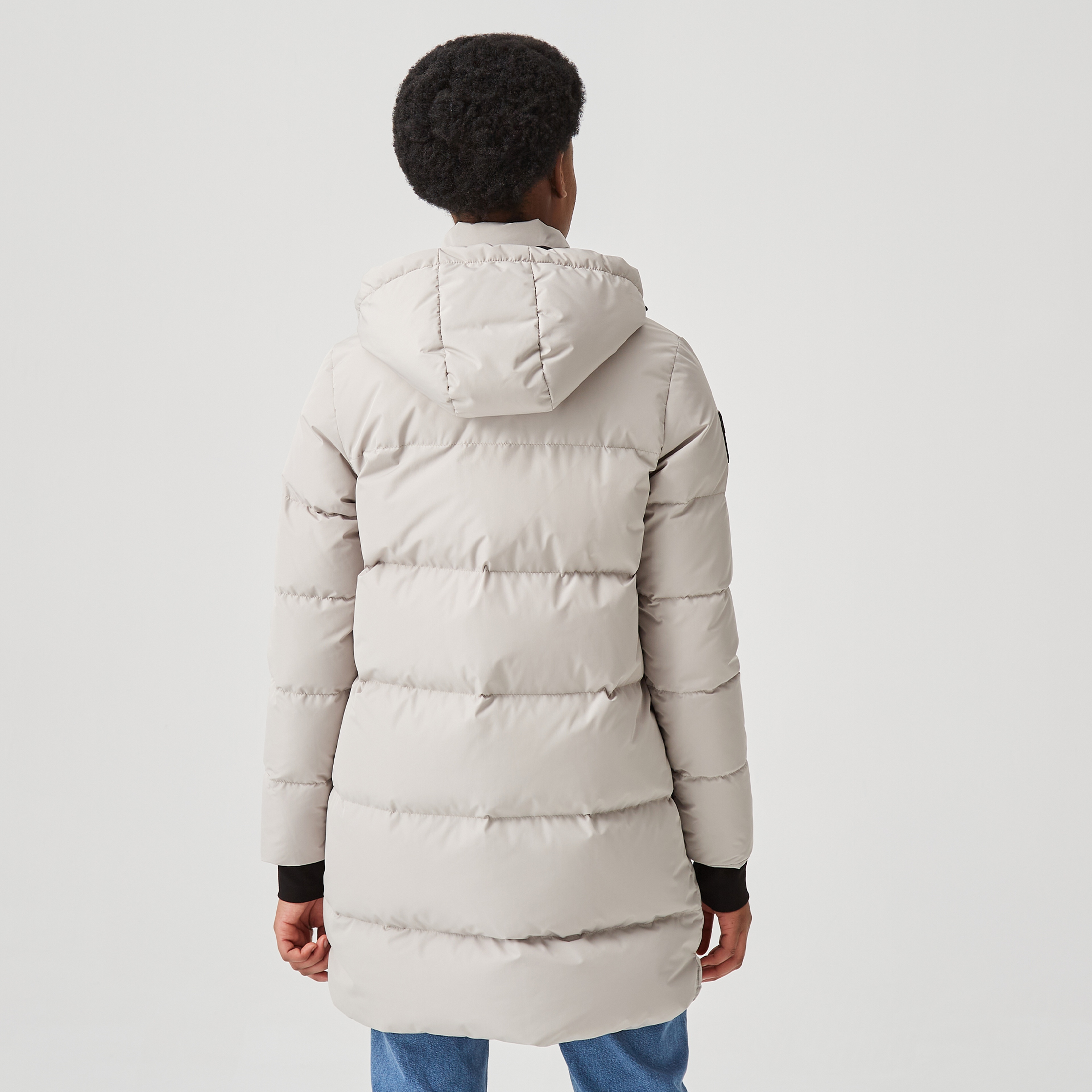 Lacoste Kadın Kapüşonlu Kapitone Açık Gri Mont