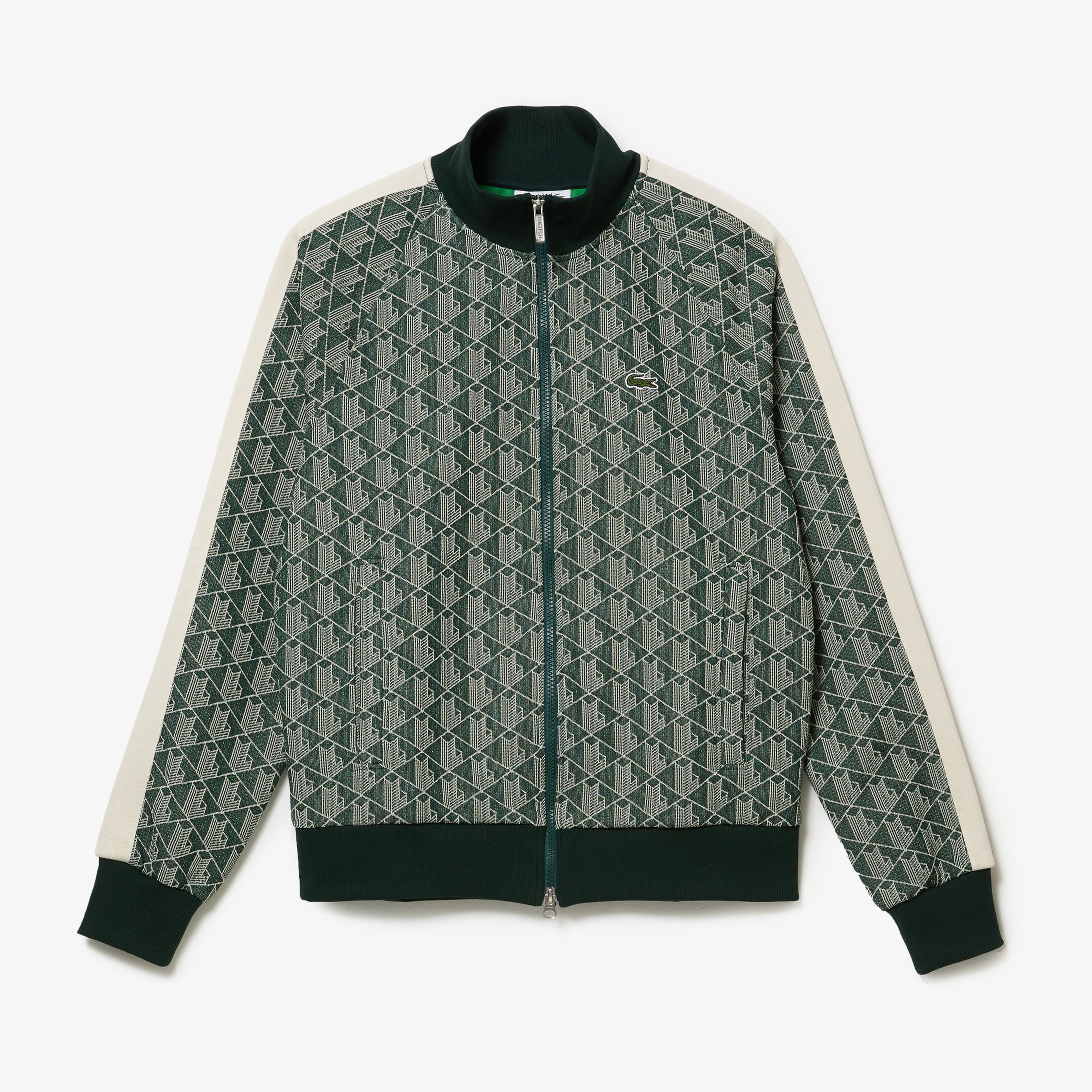 Lacoste Erkek Regular Fit Fermuarlı Monogram Yeşil Sweatshirt