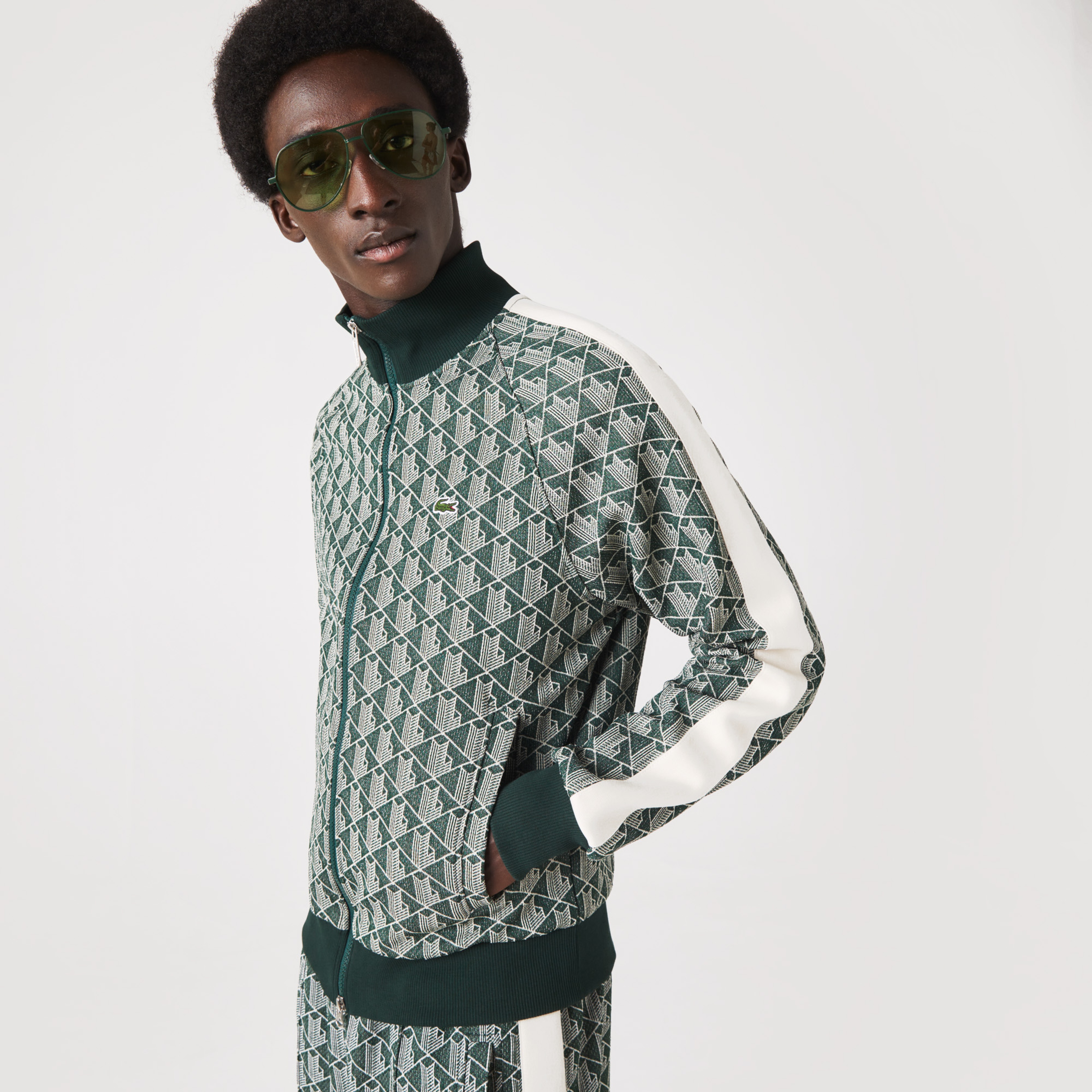 Lacoste Erkek Regular Fit Fermuarlı Monogram Yeşil Sweatshirt