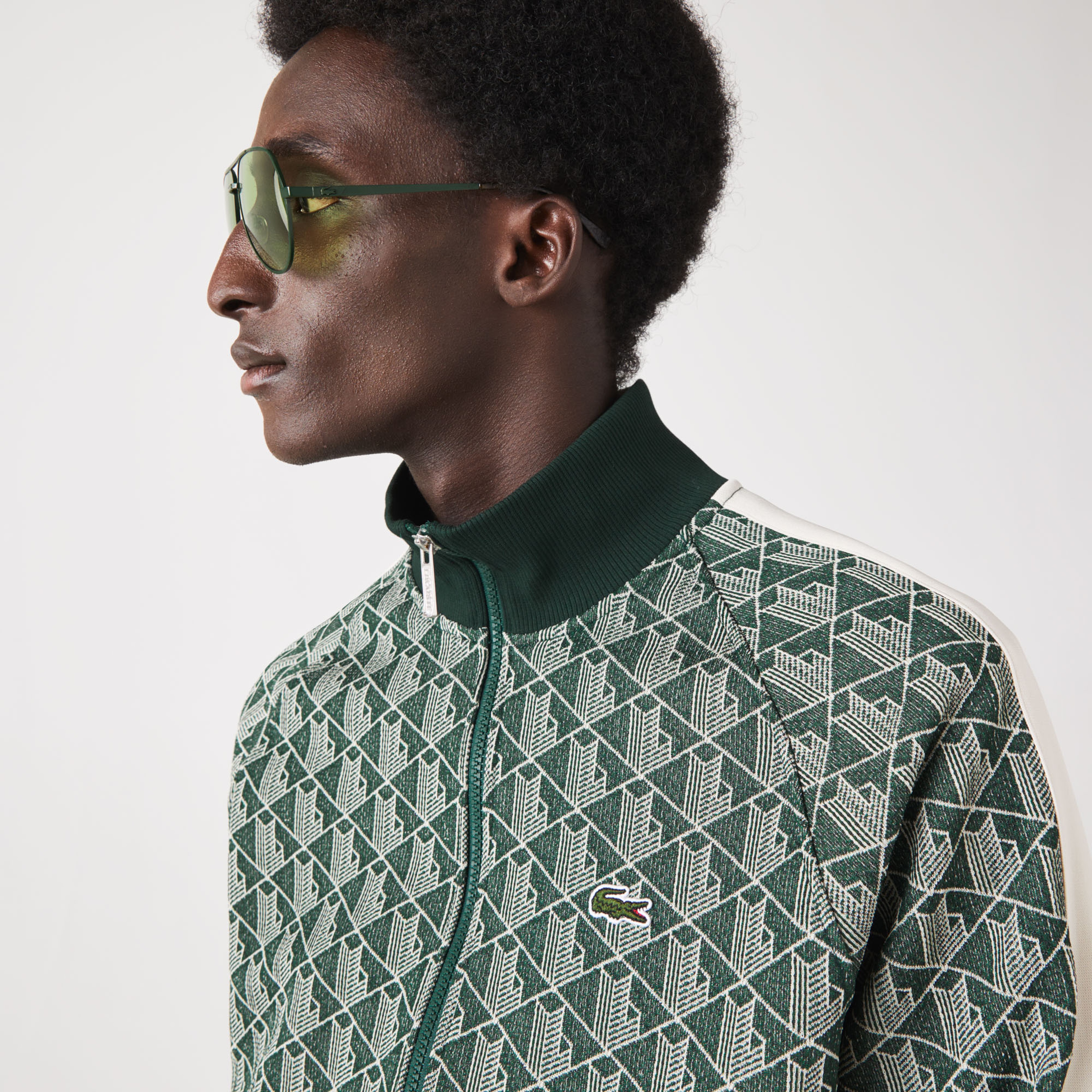 Lacoste Erkek Regular Fit Fermuarlı Monogram Yeşil Sweatshirt