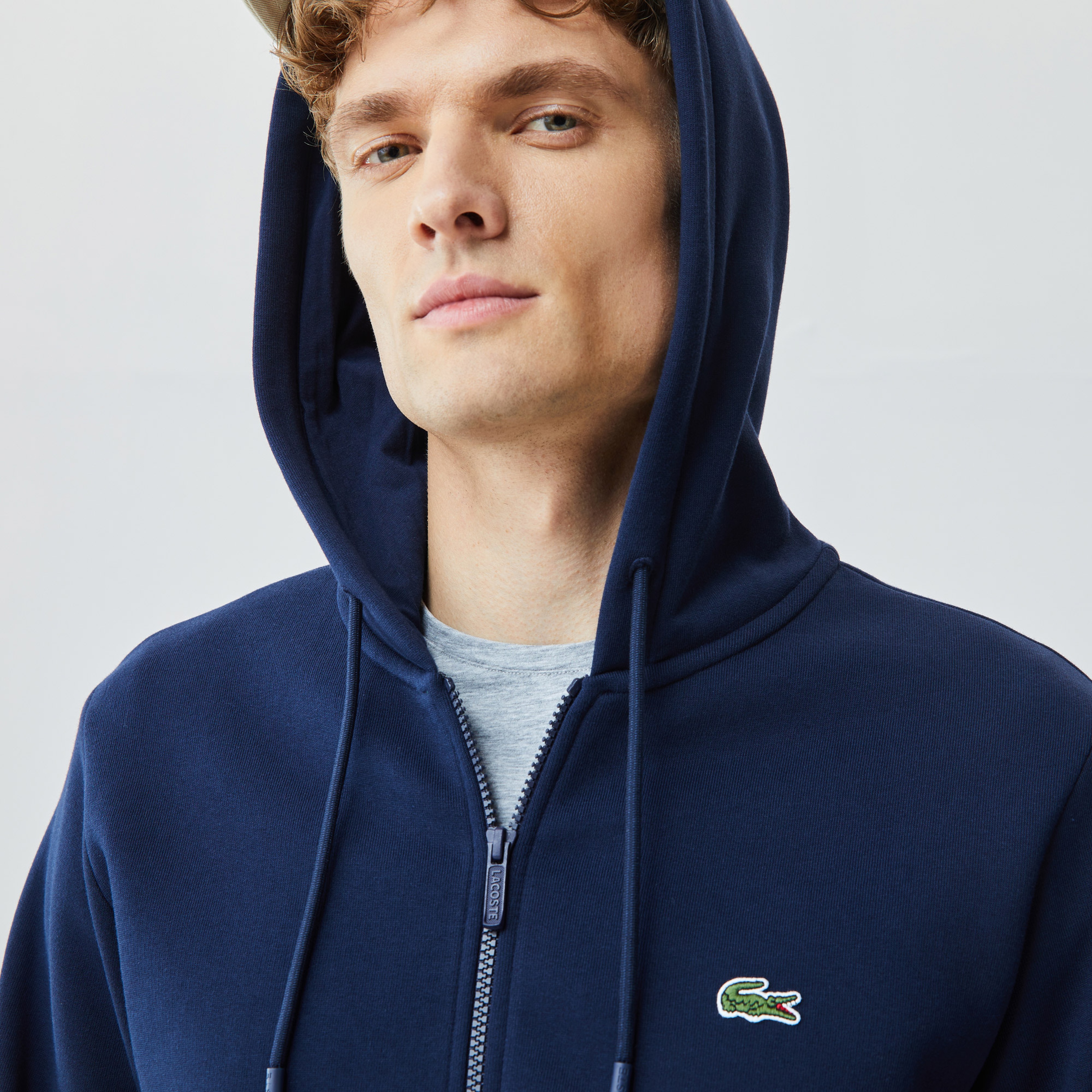 Lacoste Erkek Classic Fit Ayarlanabilir Kapüşonlu Organik Pamuk Lacivert Sweatshirt
