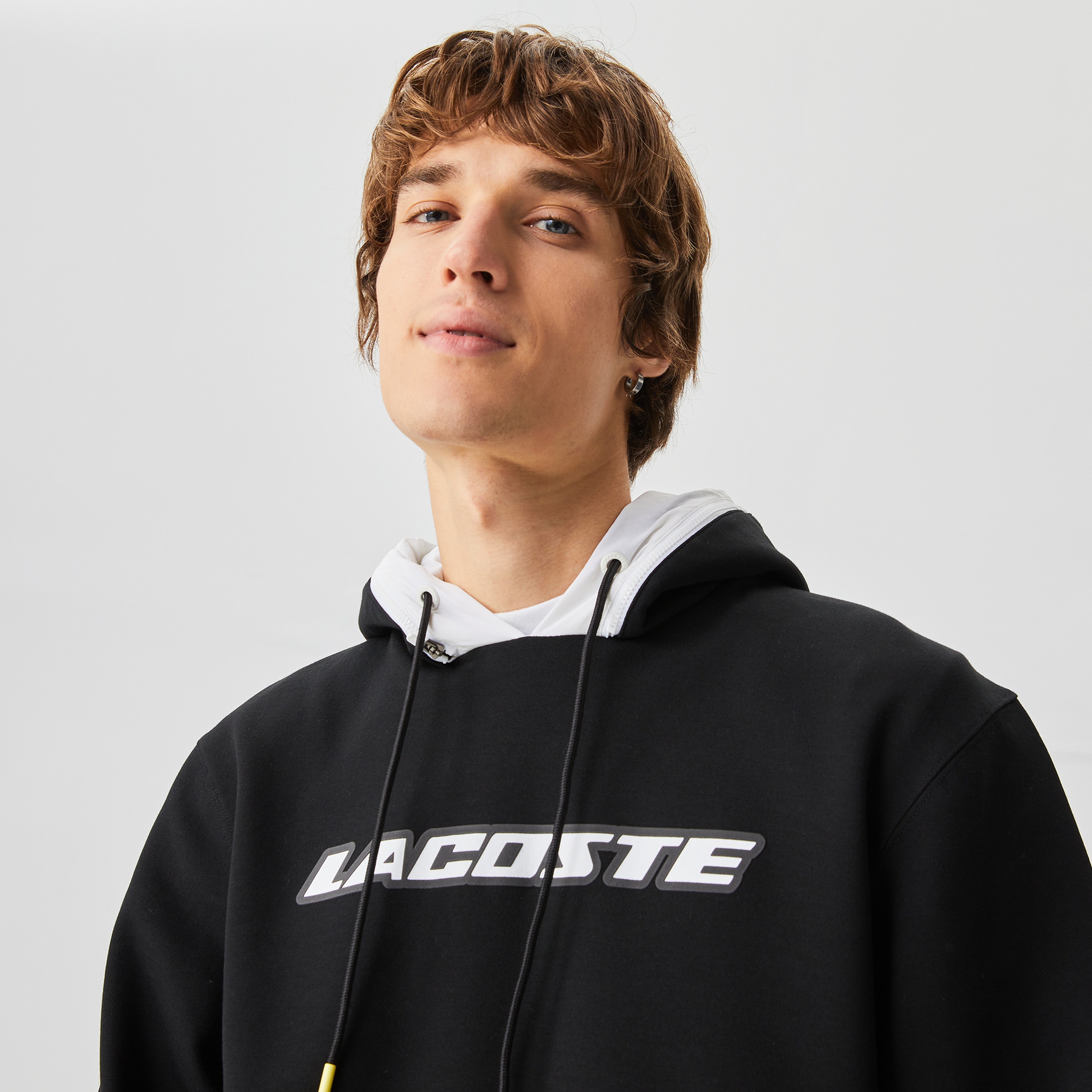 Lacoste Erkek Regular Fit Ayarlanabilir Kapüşonlu Baskılı Siyah Sweatshirt