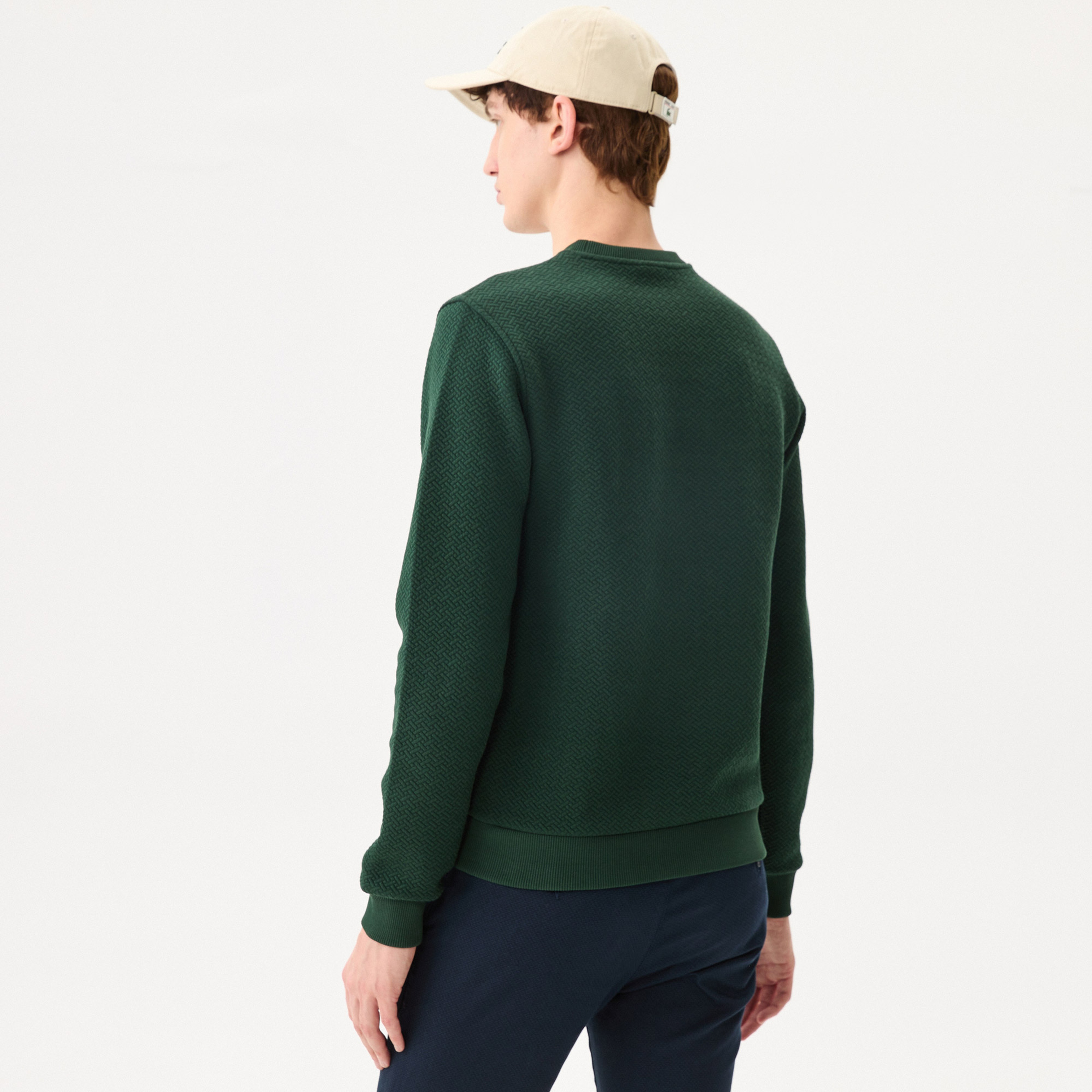 Erkek Regular Fit Uzun Kollu Bisiklet Yaka Koyu Yeşil T-Shirt