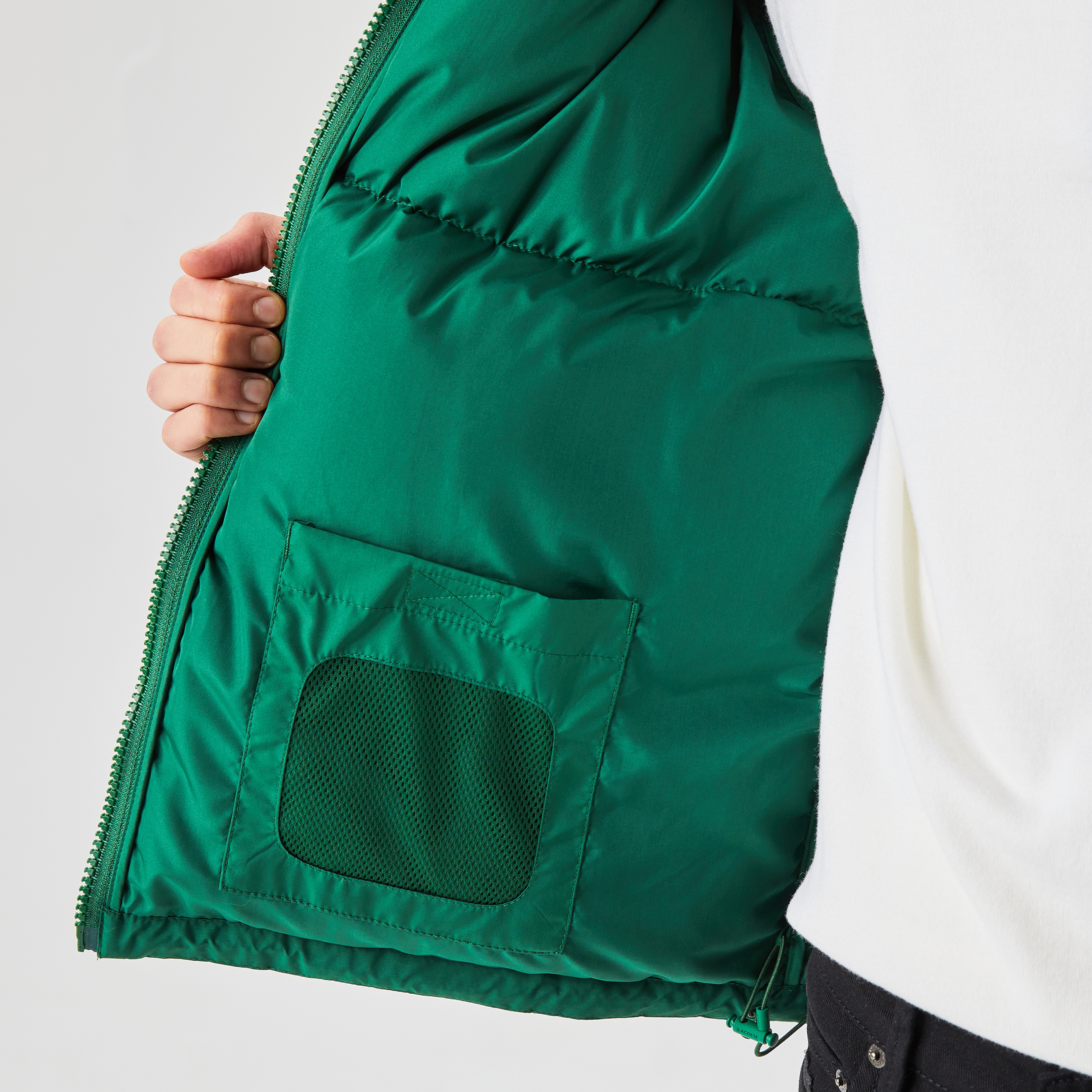 Lacoste Erkek Kapüşonlu Kapitone Suya Dayanıklı Yeşil Bomber Ceket