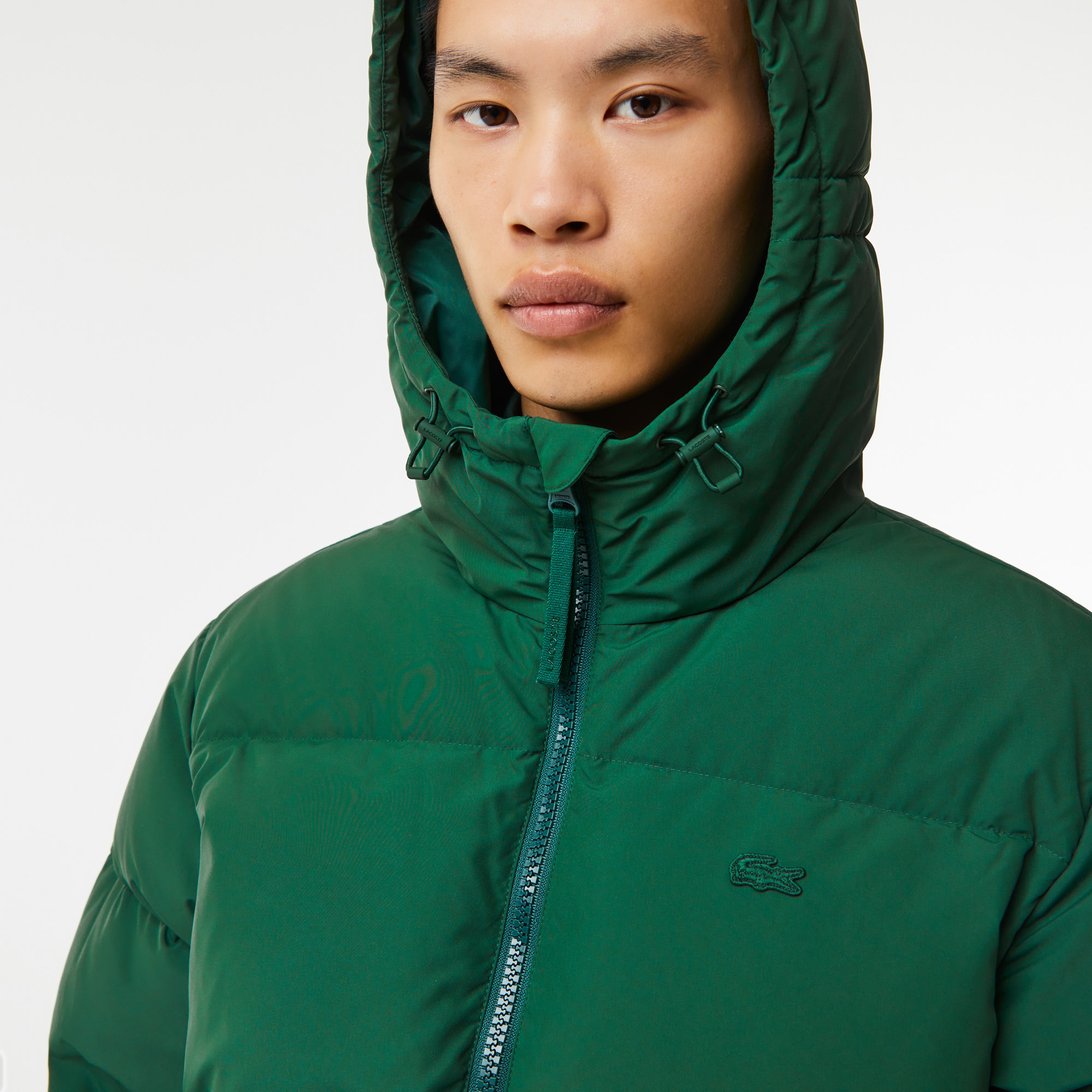 Lacoste Erkek Kapüşonlu Kapitone Suya Dayanıklı Yeşil Bomber Ceket