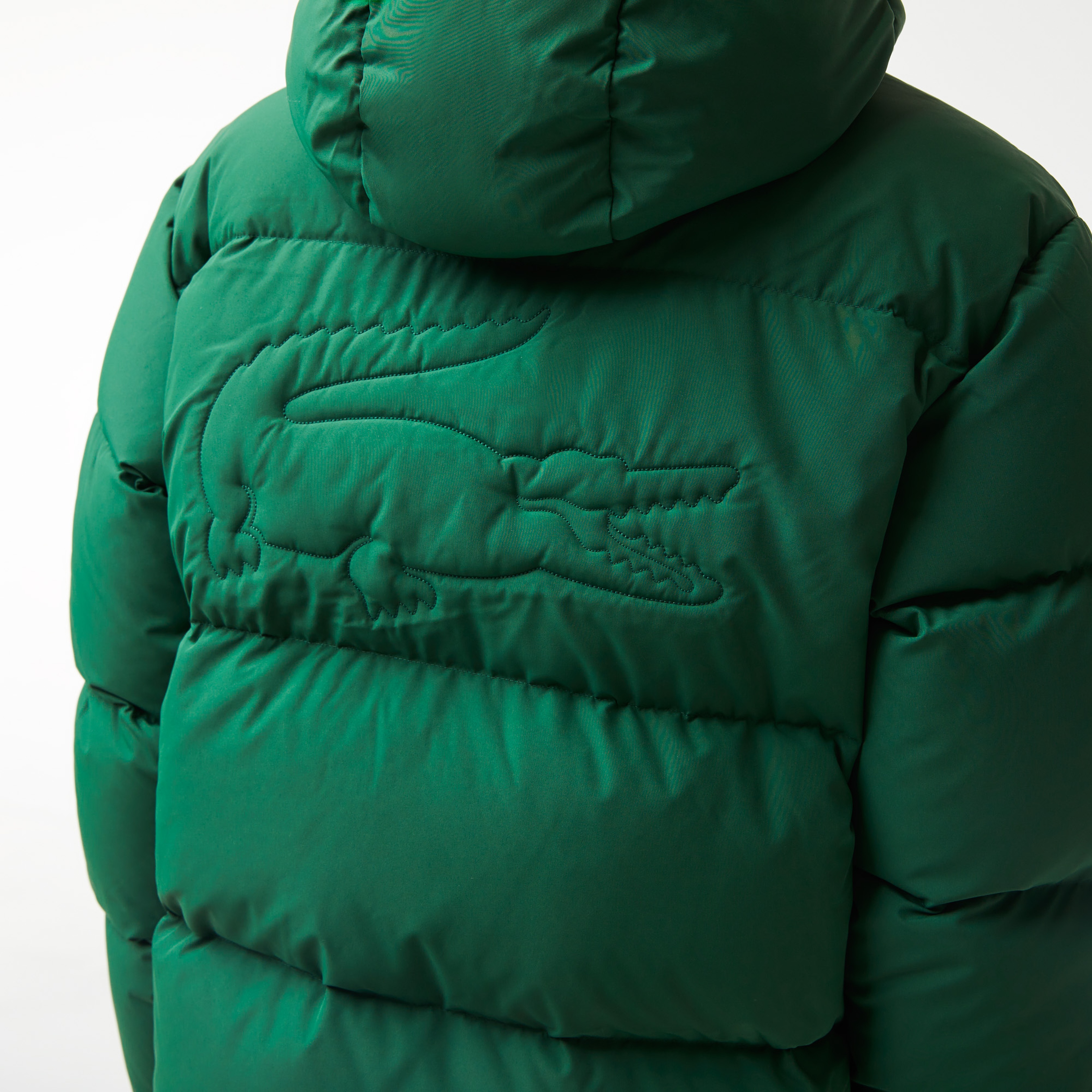 Lacoste Erkek Kapüşonlu Kapitone Suya Dayanıklı Yeşil Bomber Ceket
