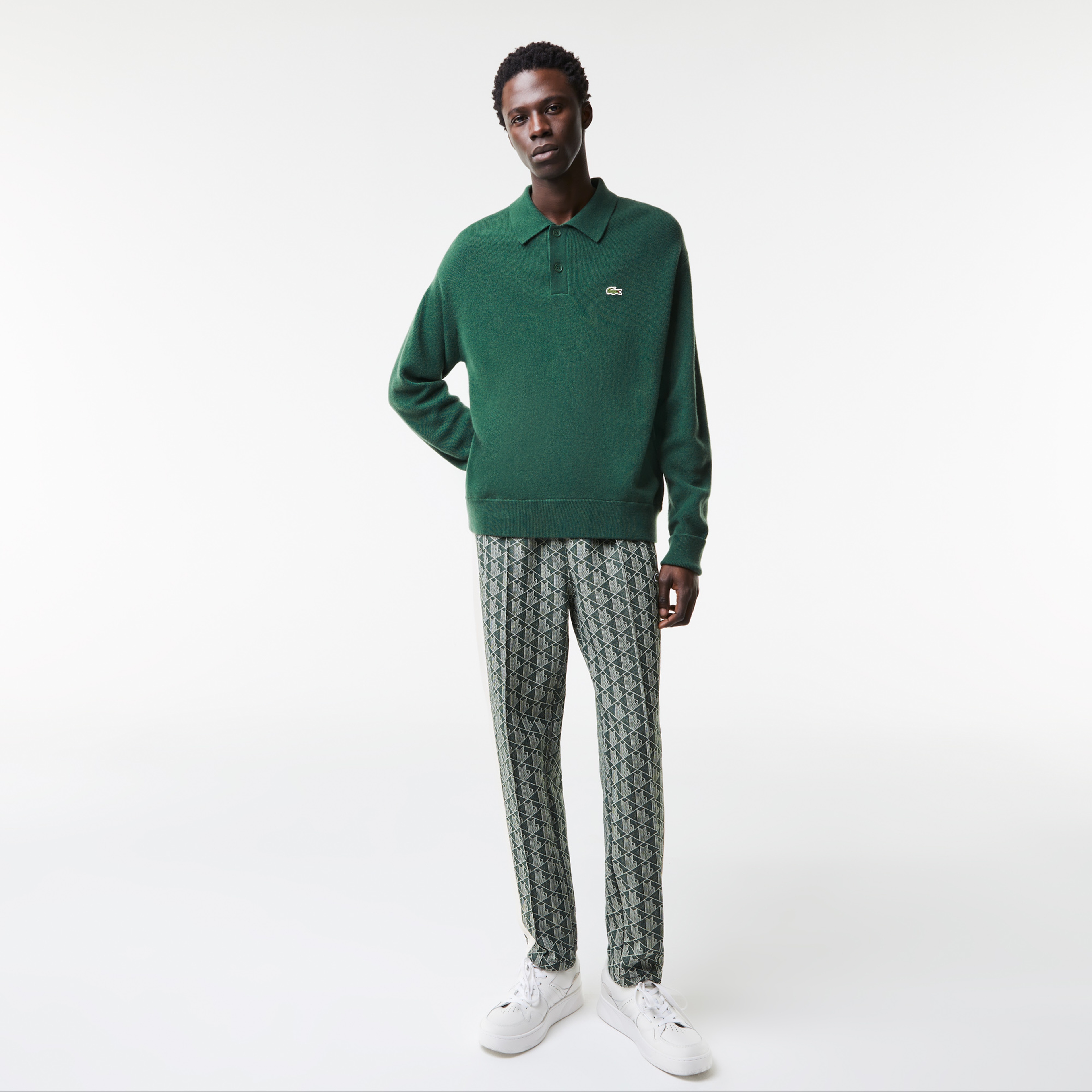 Lacoste Erkek Polo Yaka Yün Yeşil Kazak