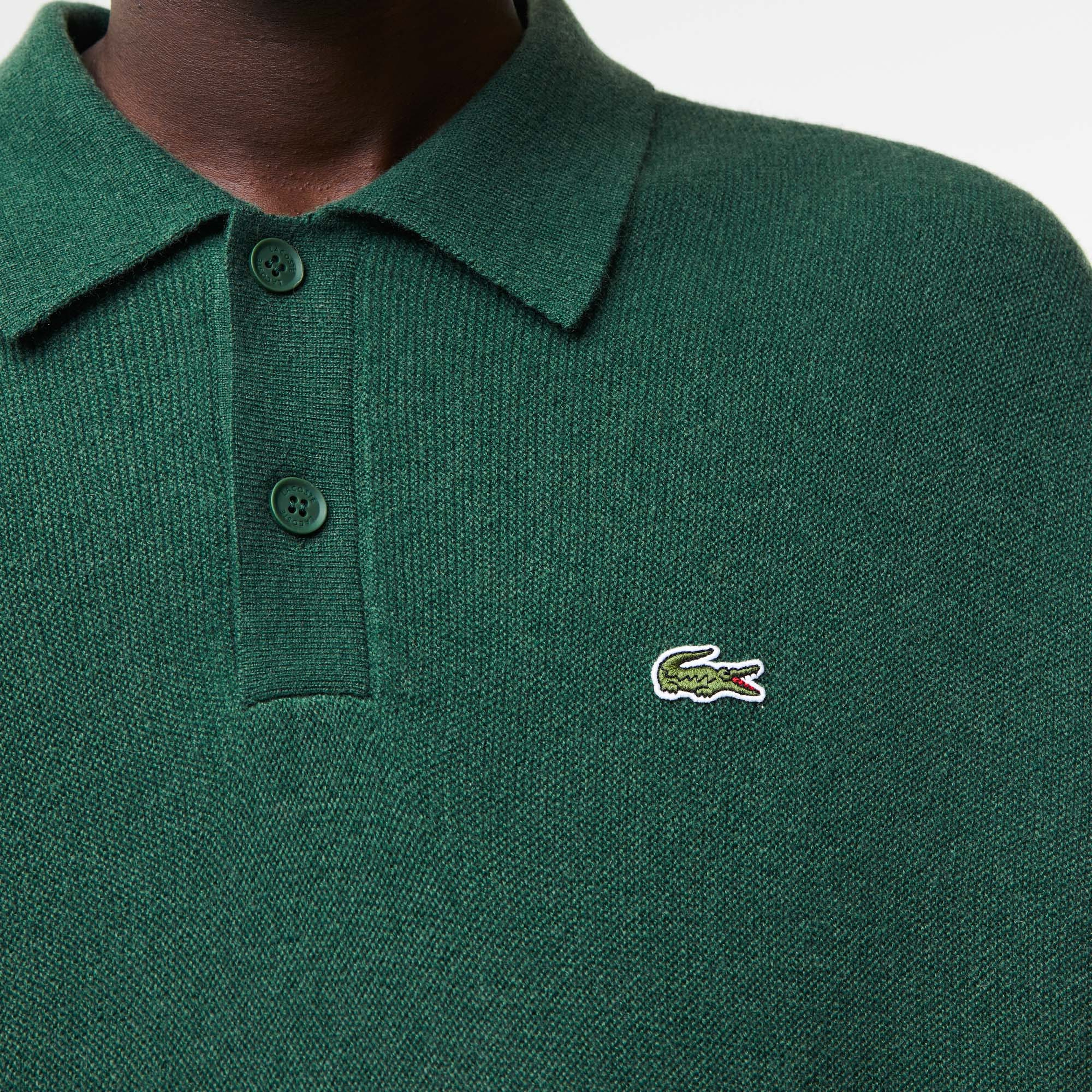 Lacoste Erkek Polo Yaka Yün Yeşil Kazak