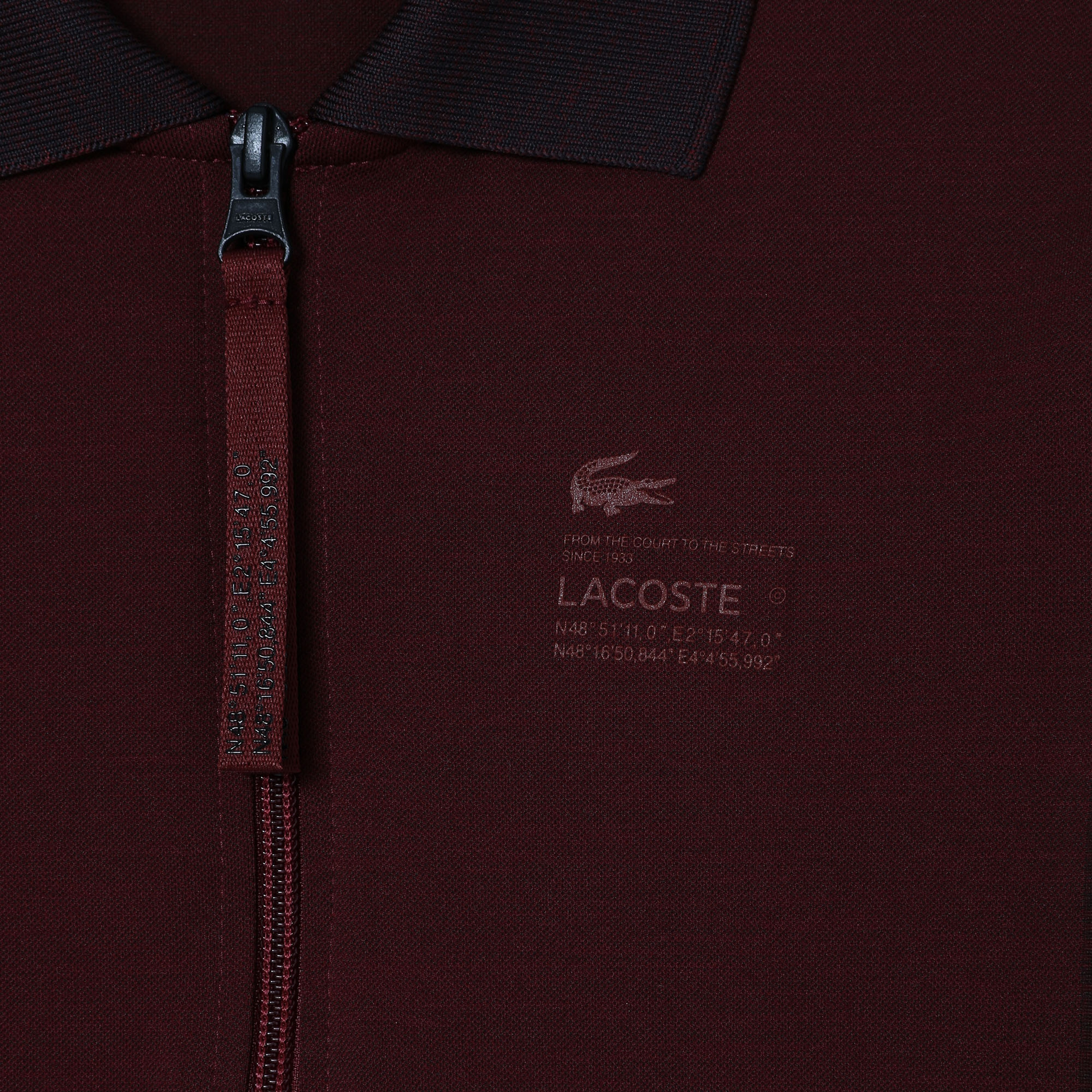 Lacoste Active Kadın Slim Fit Uzun Kollu Yarım Fermuarlı Desenli Bordo Body