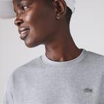 Lacoste Kadın Loose Fit Uzun Kollu Bisiklet Yaka Desenli Gri Elbise