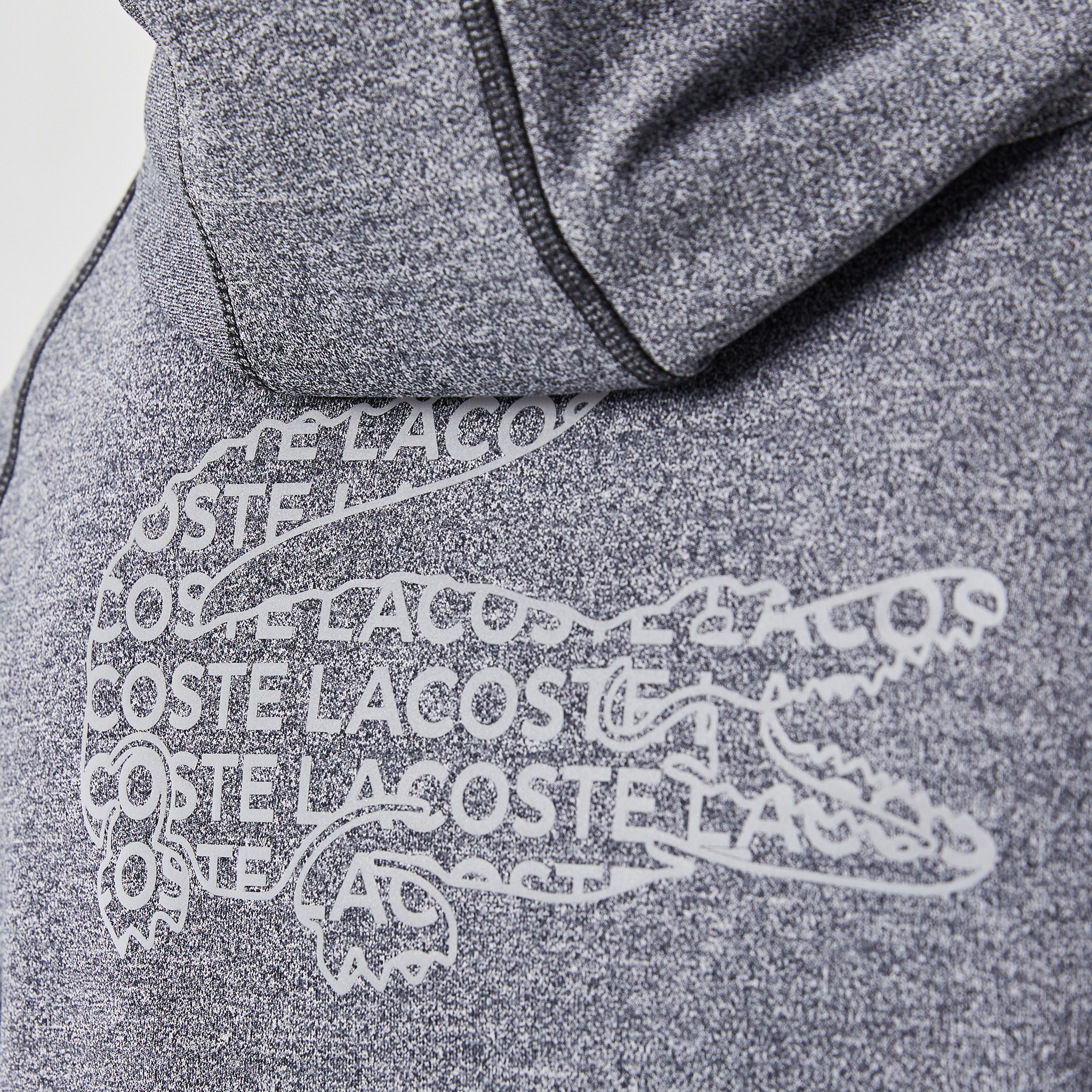 Lacoste Erkek Slim Fit Kapüşonlu Baskılı Fermuarlı Gri Sweatshirt