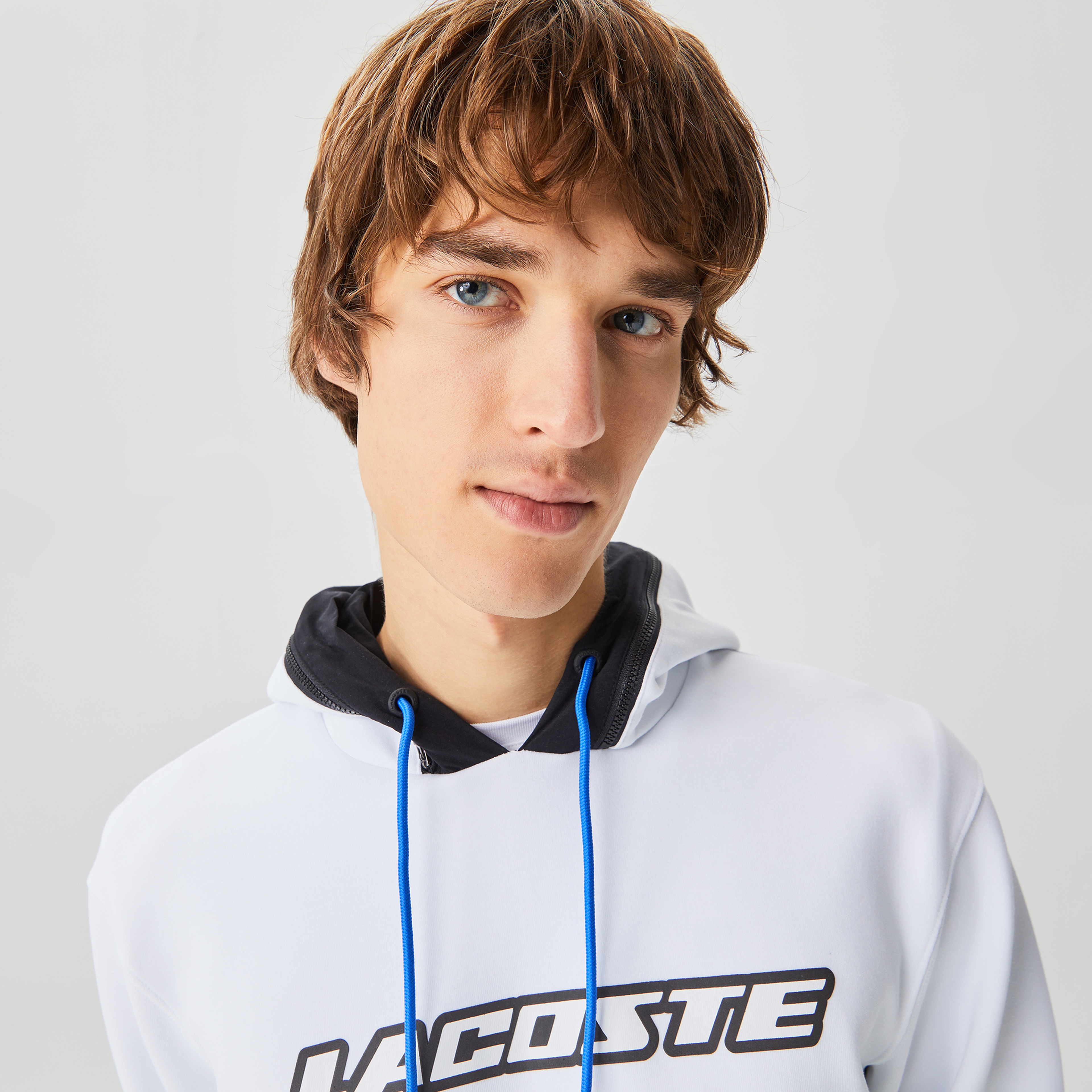 Lacoste Erkek Regular Fit Ayarlanabilir Kapüşonlu Baskılı Beyaz Sweatshirt